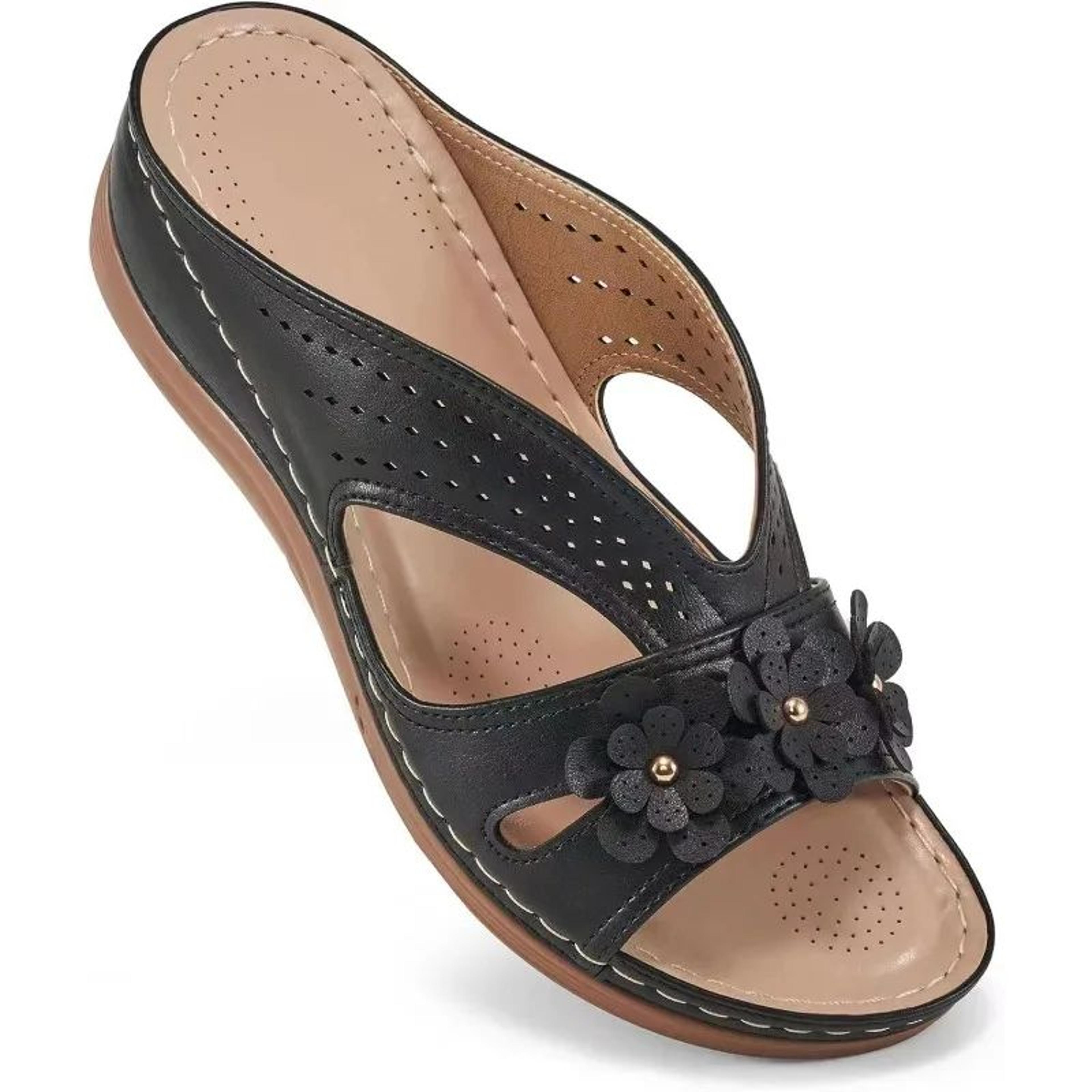 Womens Flower Hollow Wedge Slippers Comfortable Non Slip Platform Sandals 8