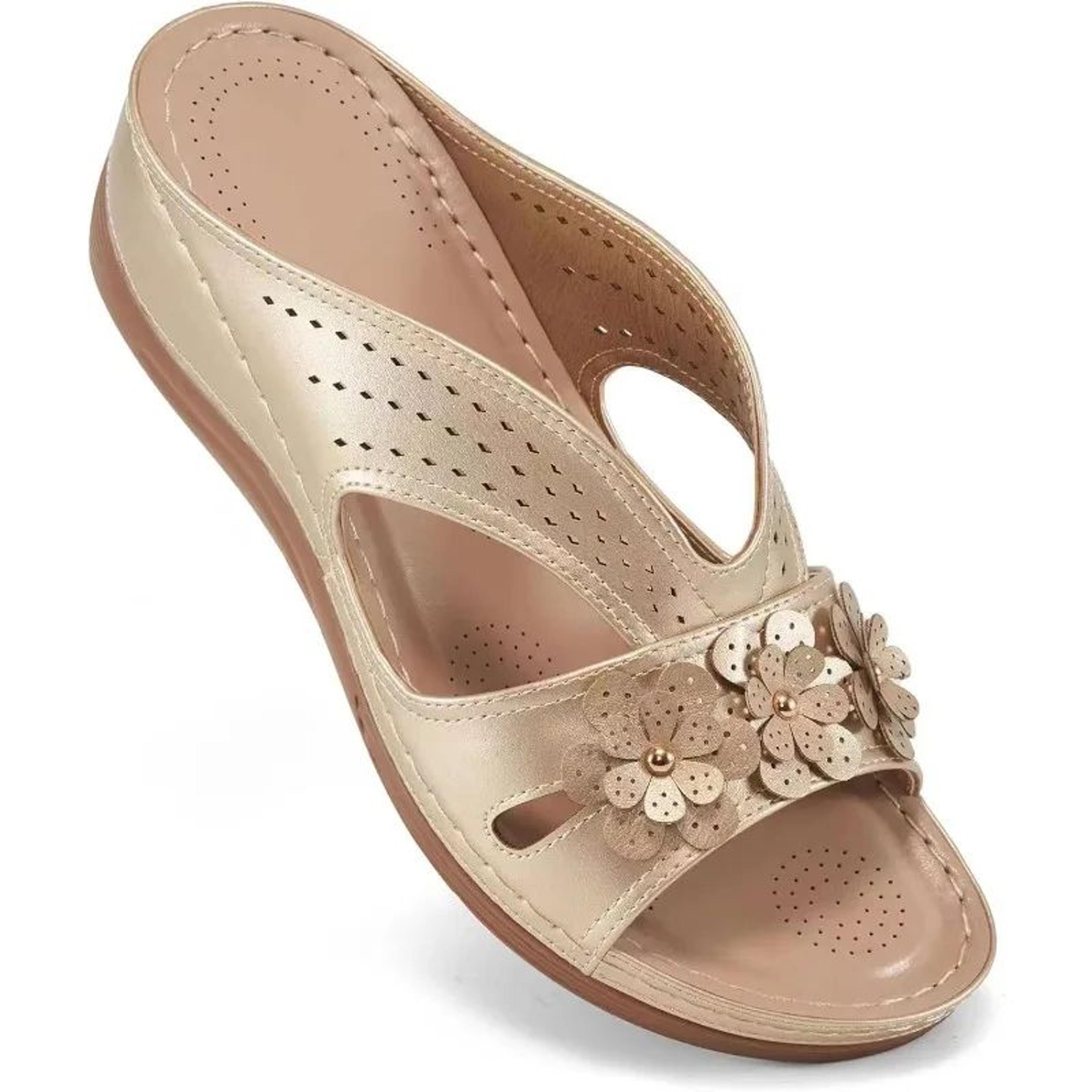 Womens Flower Hollow Wedge Slippers Comfortable Non Slip Platform Sandals 9