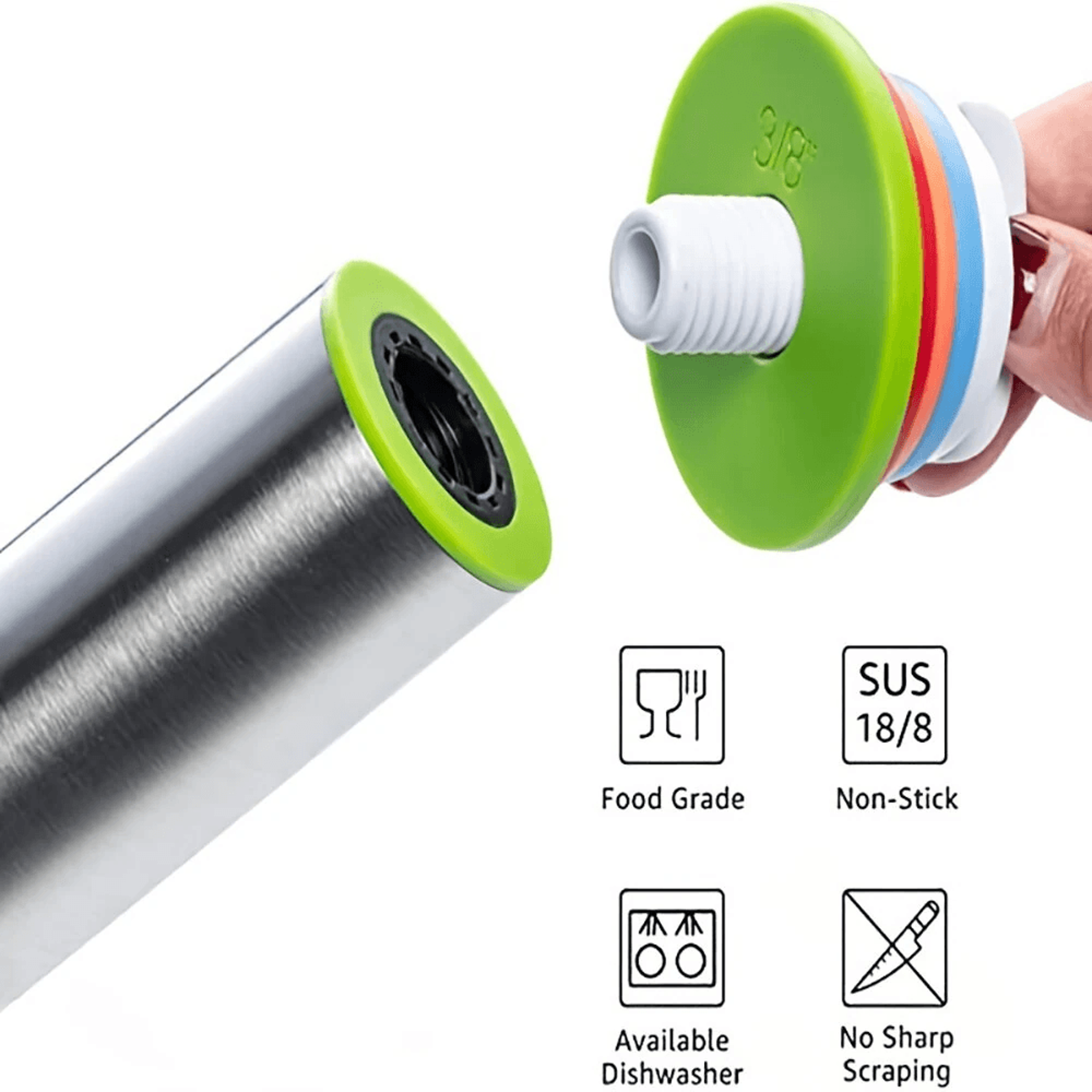 Adjustable Stainless Steel Rolling Pin With Thickness Rings For Baking 8