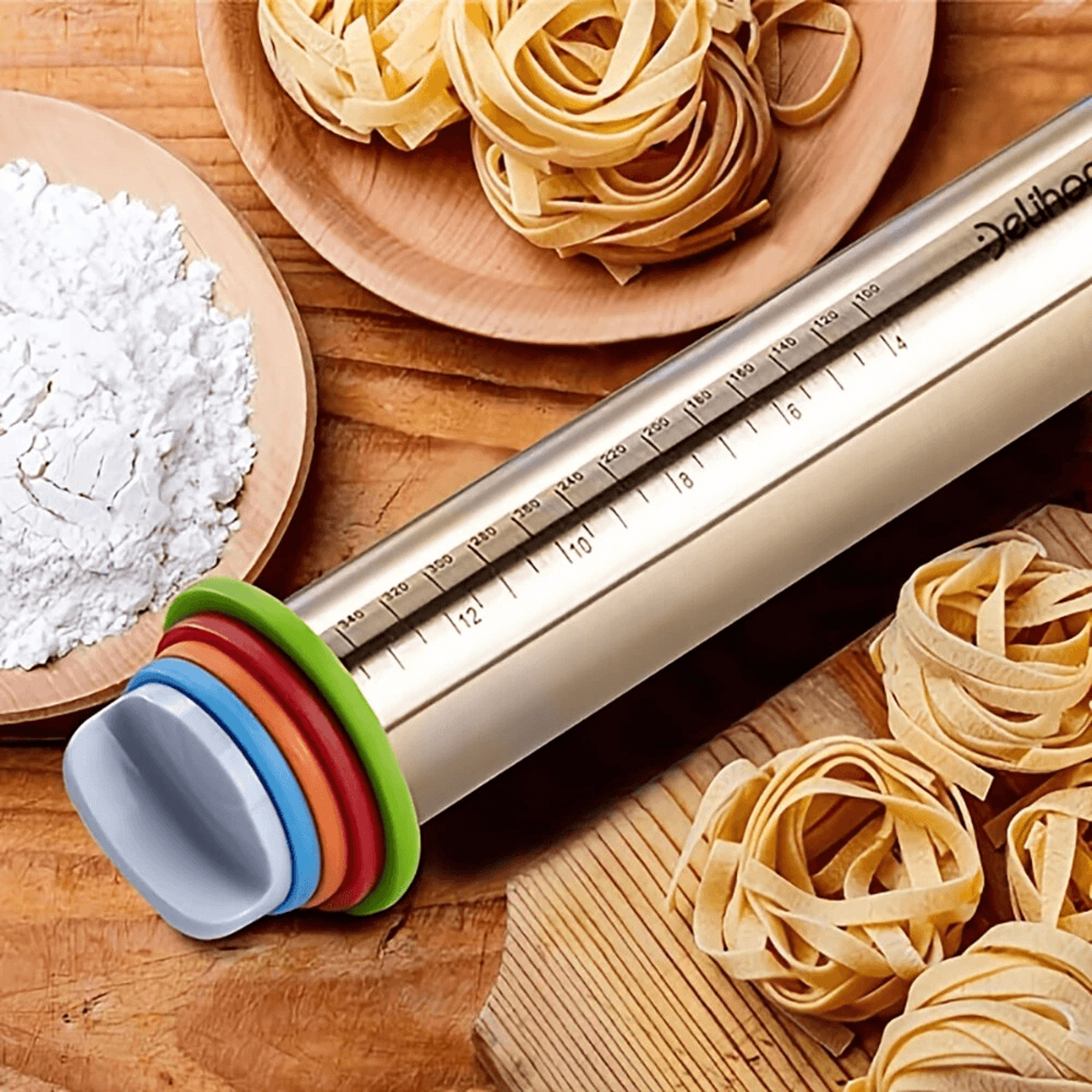 Adjustable Stainless Steel Rolling Pin With Thickness Rings For Baking 1