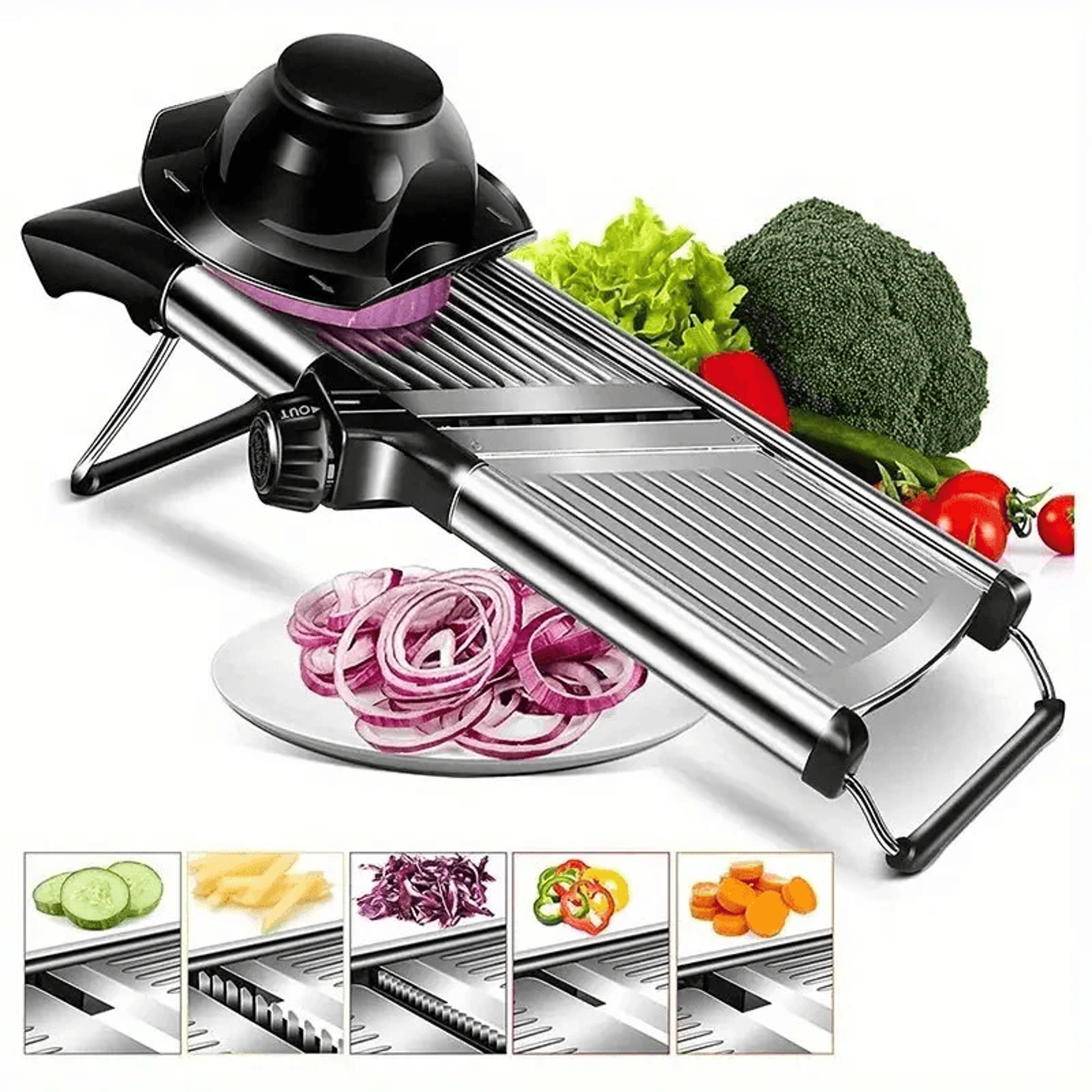 Adjustable Mandoline Vegetable Slicer Stainless Steel Food Cutter And Grater 7