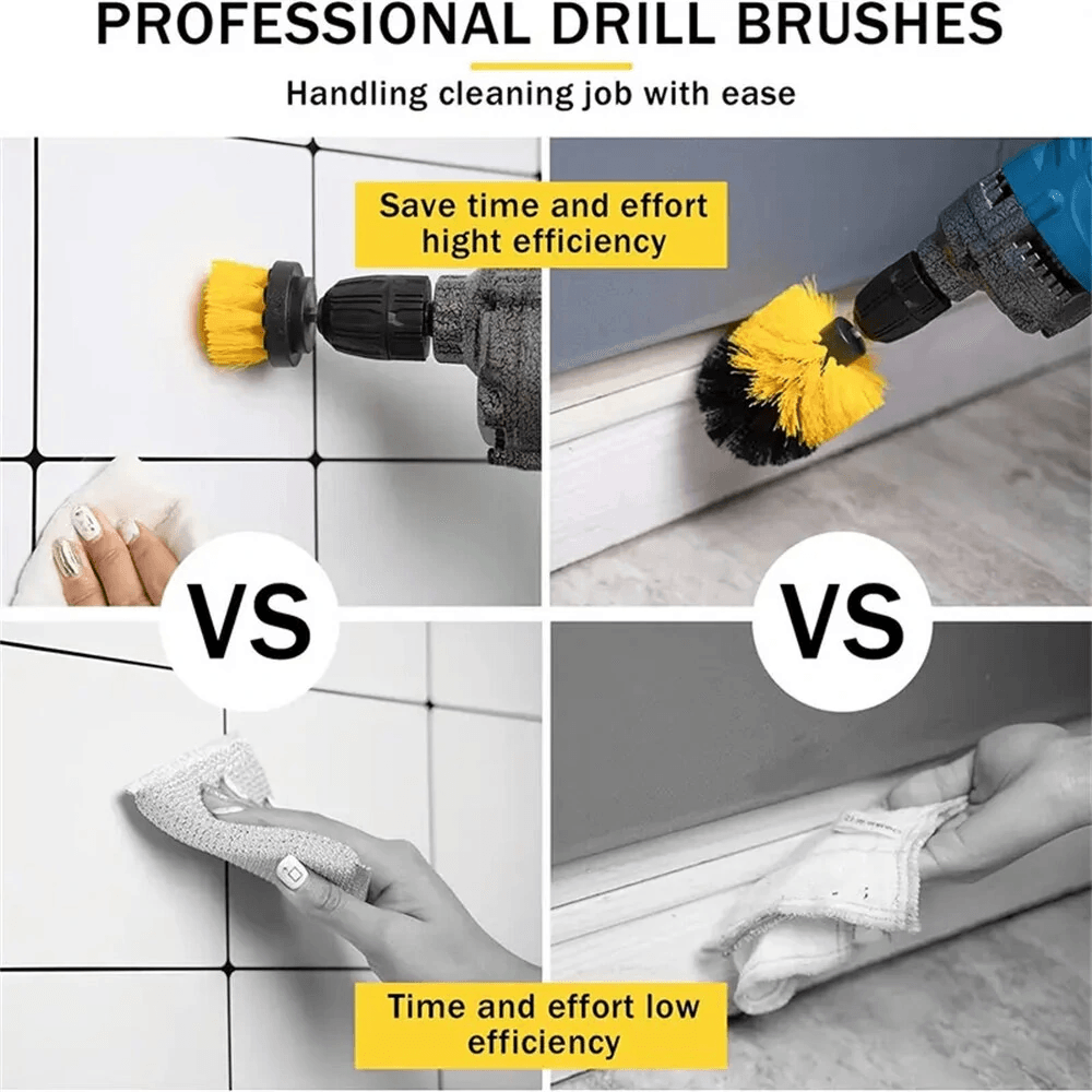 Drill Brush Set Power Scrubber Cleaning Kit For Grout Tile Tub And Kitchen 2