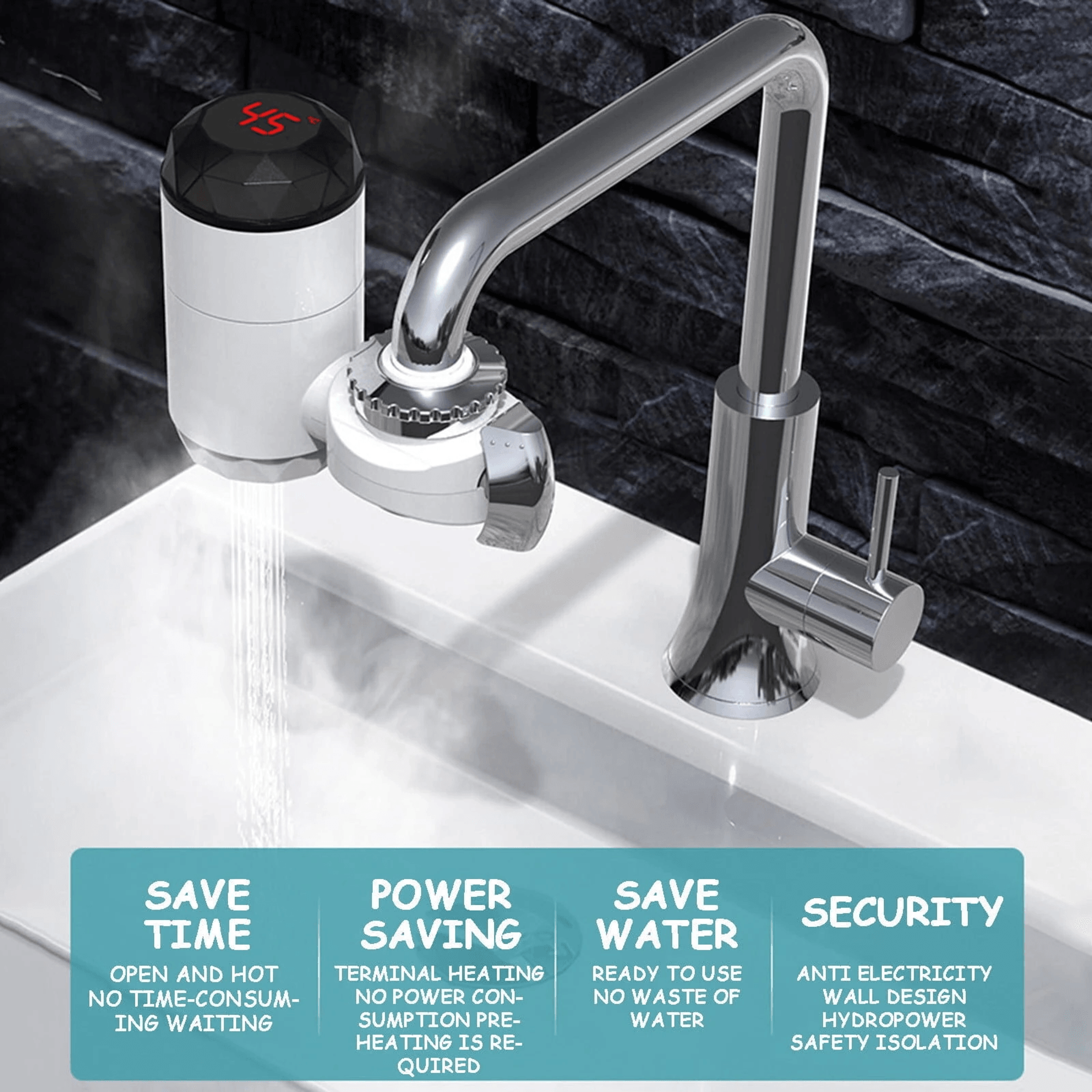 Instant Electric Water Heater Faucet With LED Temperature Display For Kitchen And Bathroom 1