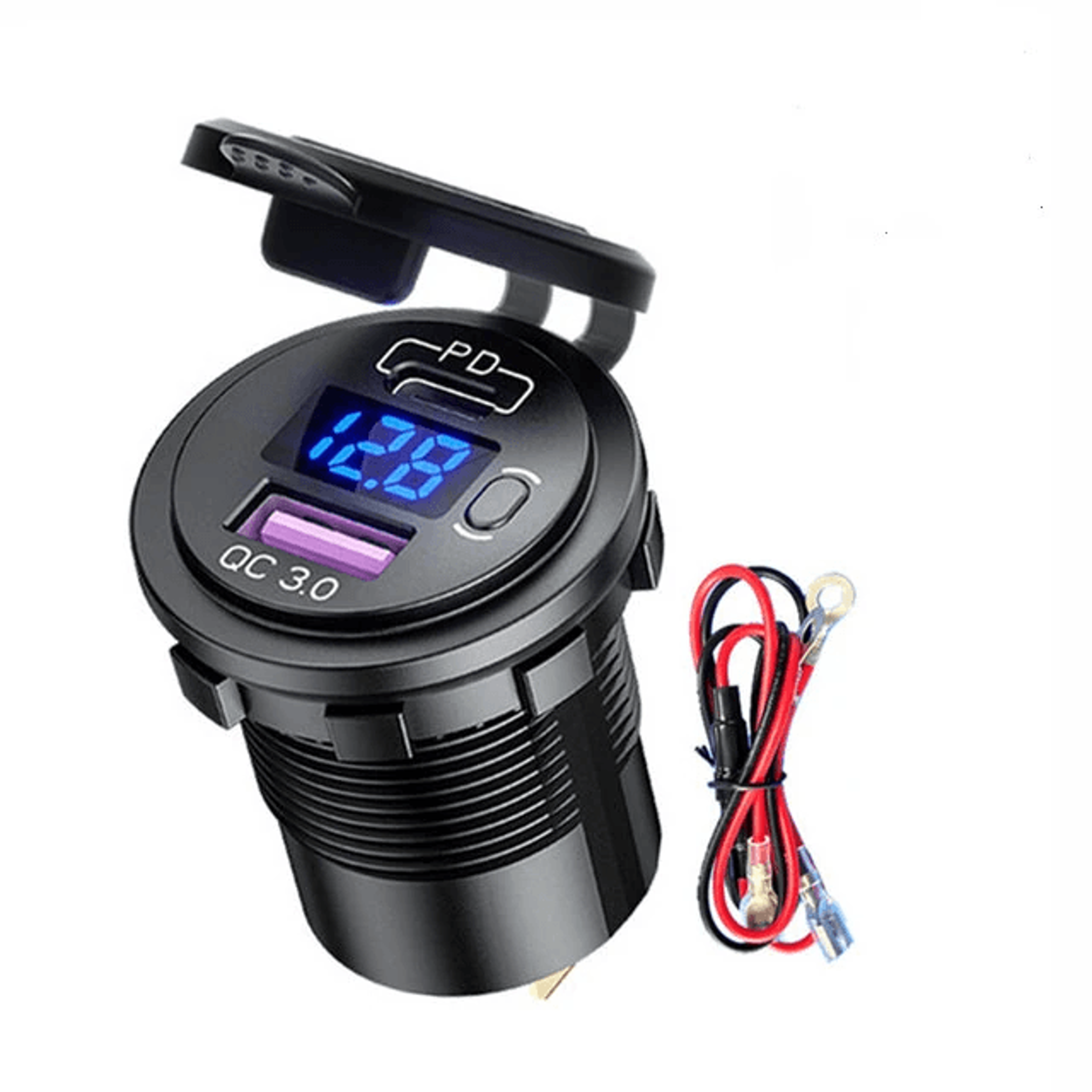 Dual USB Car Charger Socket With Fast Charging And LED Voltmeter 3