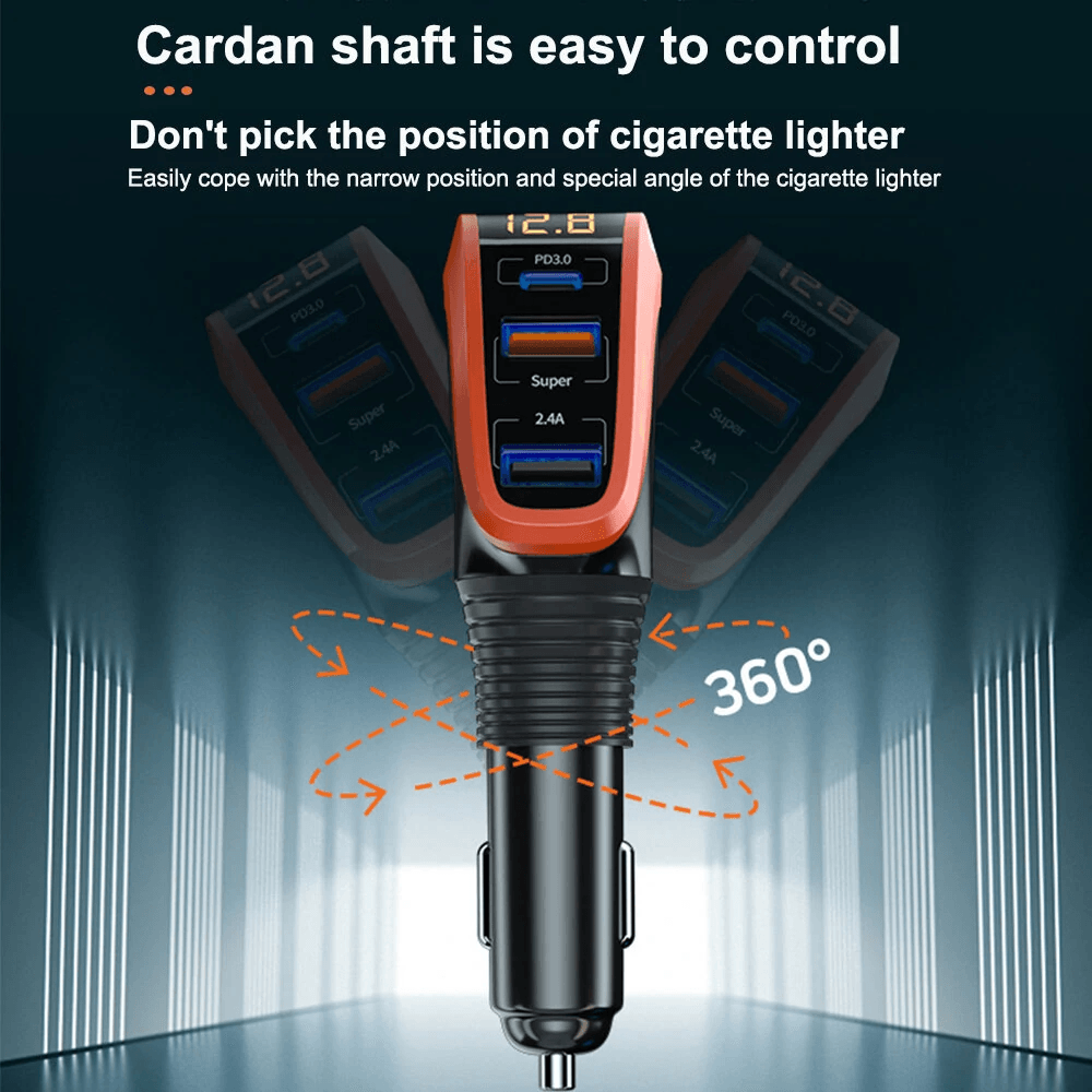 Fast Car Charger With USB C PD QC And LCD Display 6