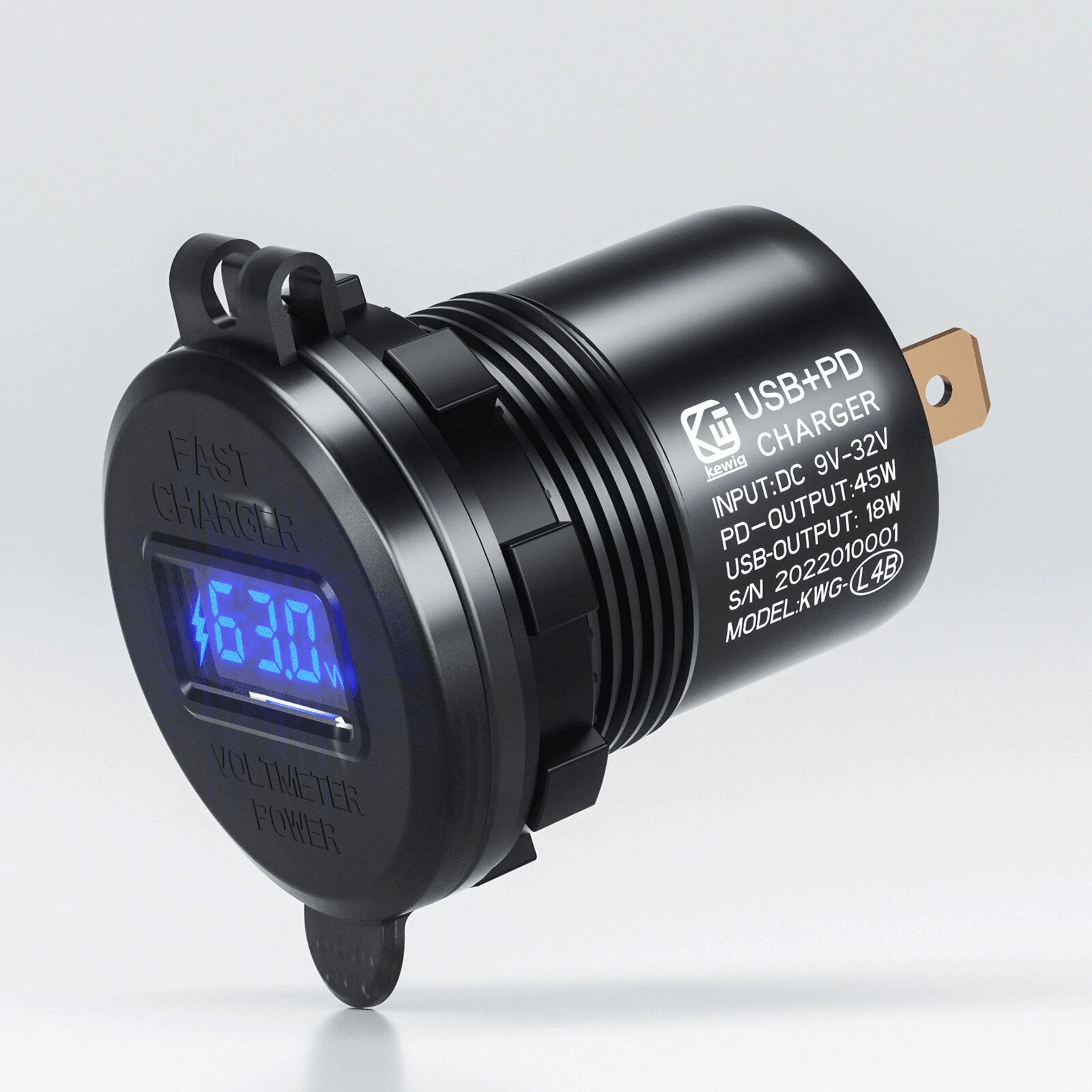 Dual Port USB Car Charger Socket With Fast Charging LED Display And Power Switch 2