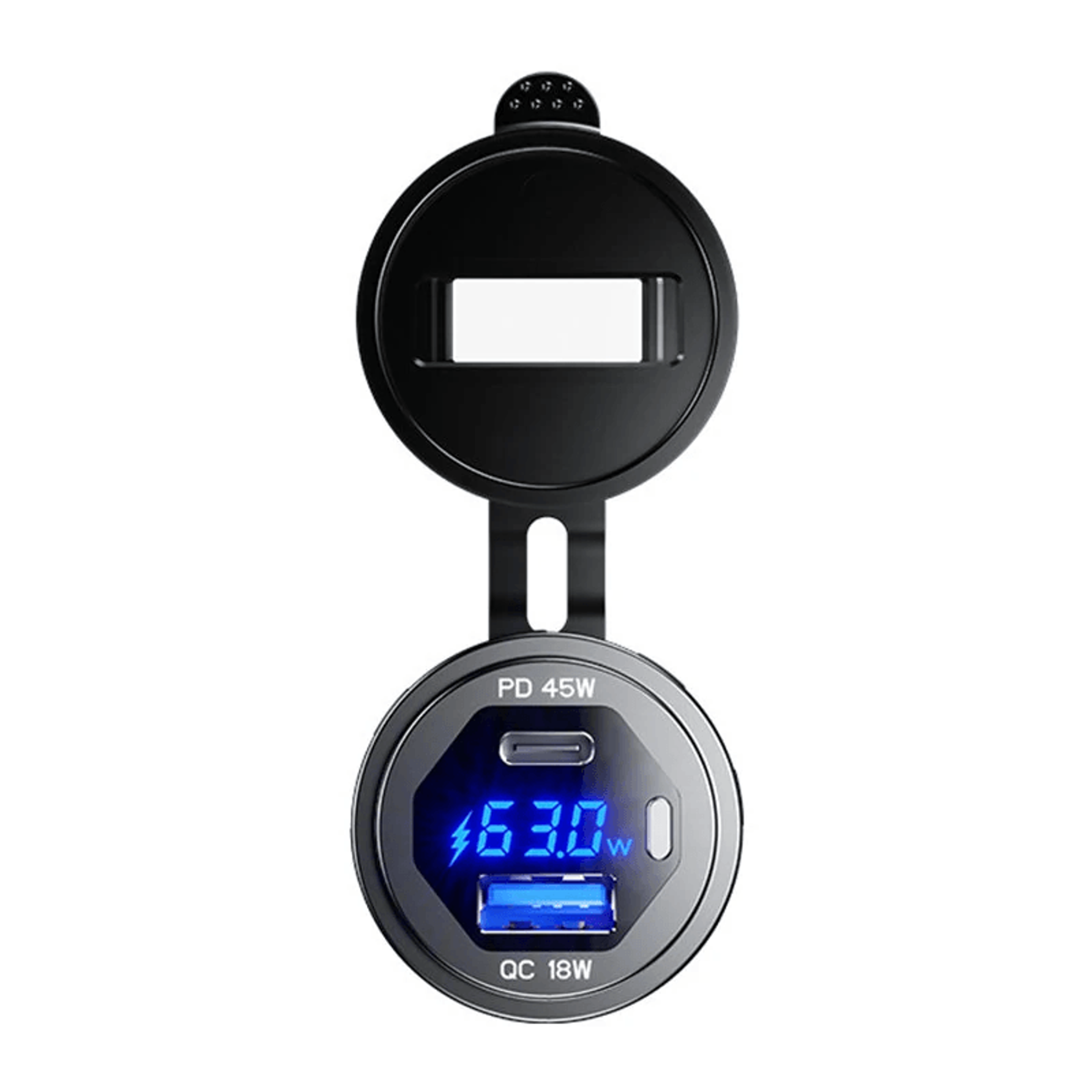 Dual Port USB Car Charger Socket With Fast Charging LED Display And Power Switch 1