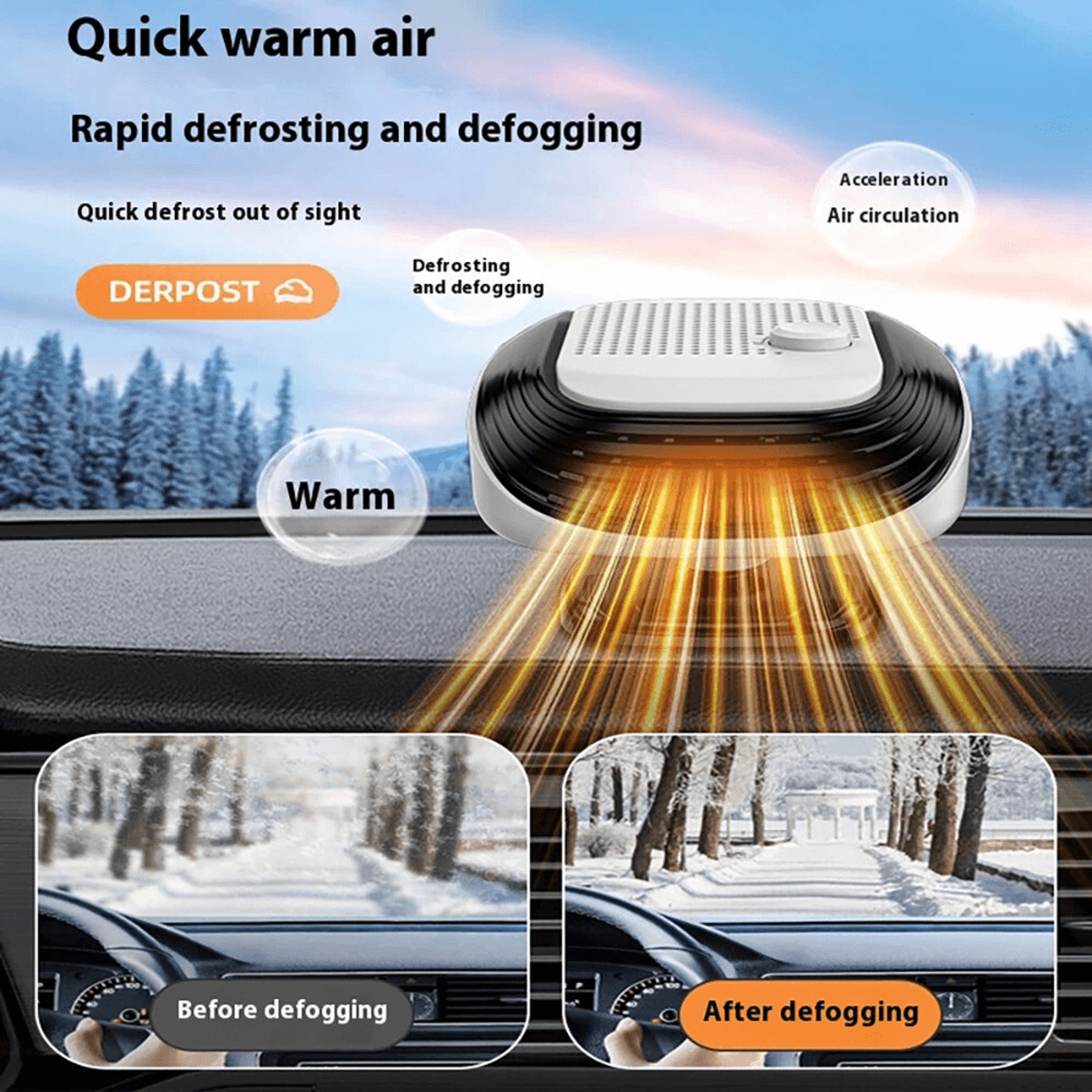 Portable Car Heater Fan Fast Heating Windshield Defroster And Defogger 3