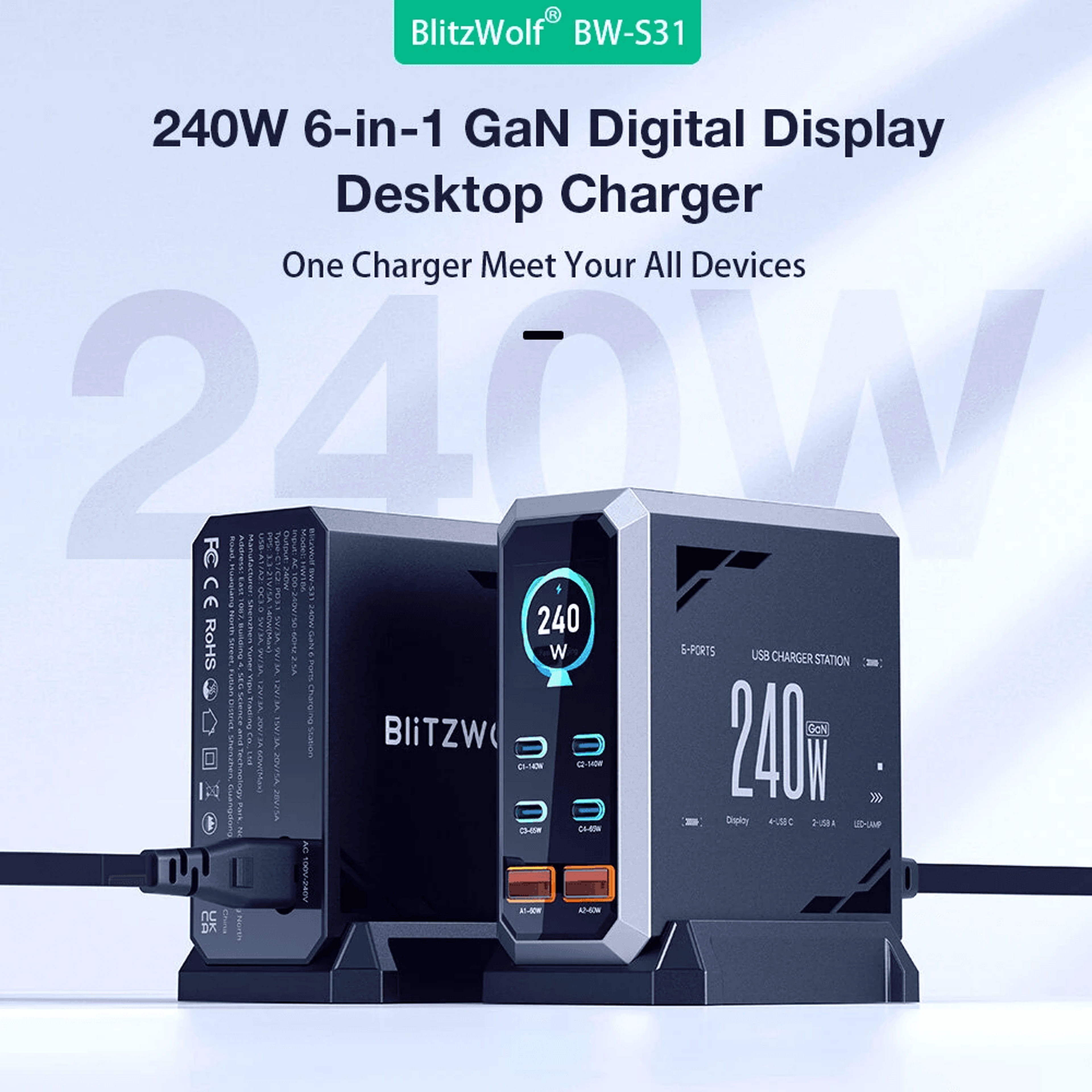 Charger Port USB C Fast Charging Station With Digital Display 8
