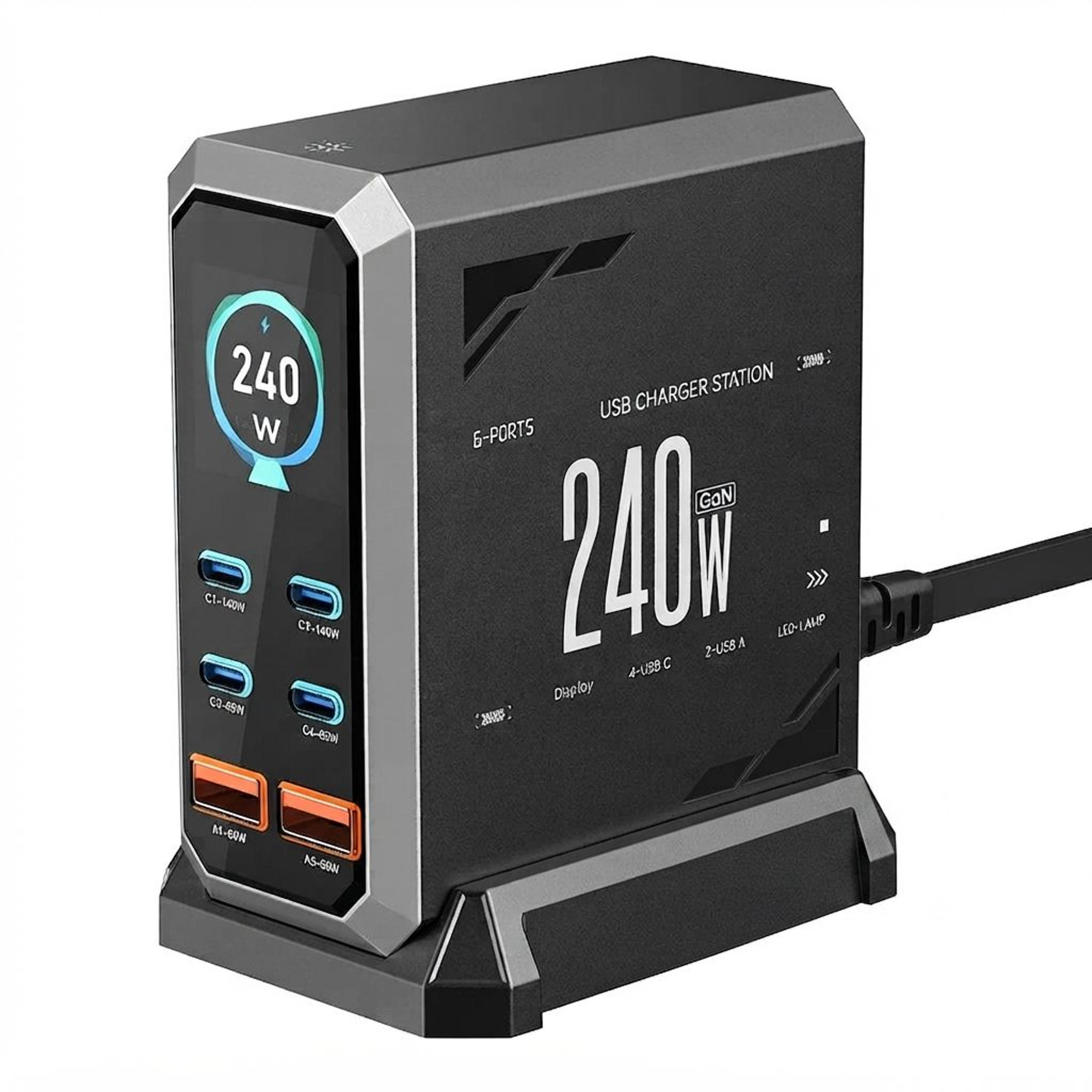 charger port usb c fast charging station with digital display