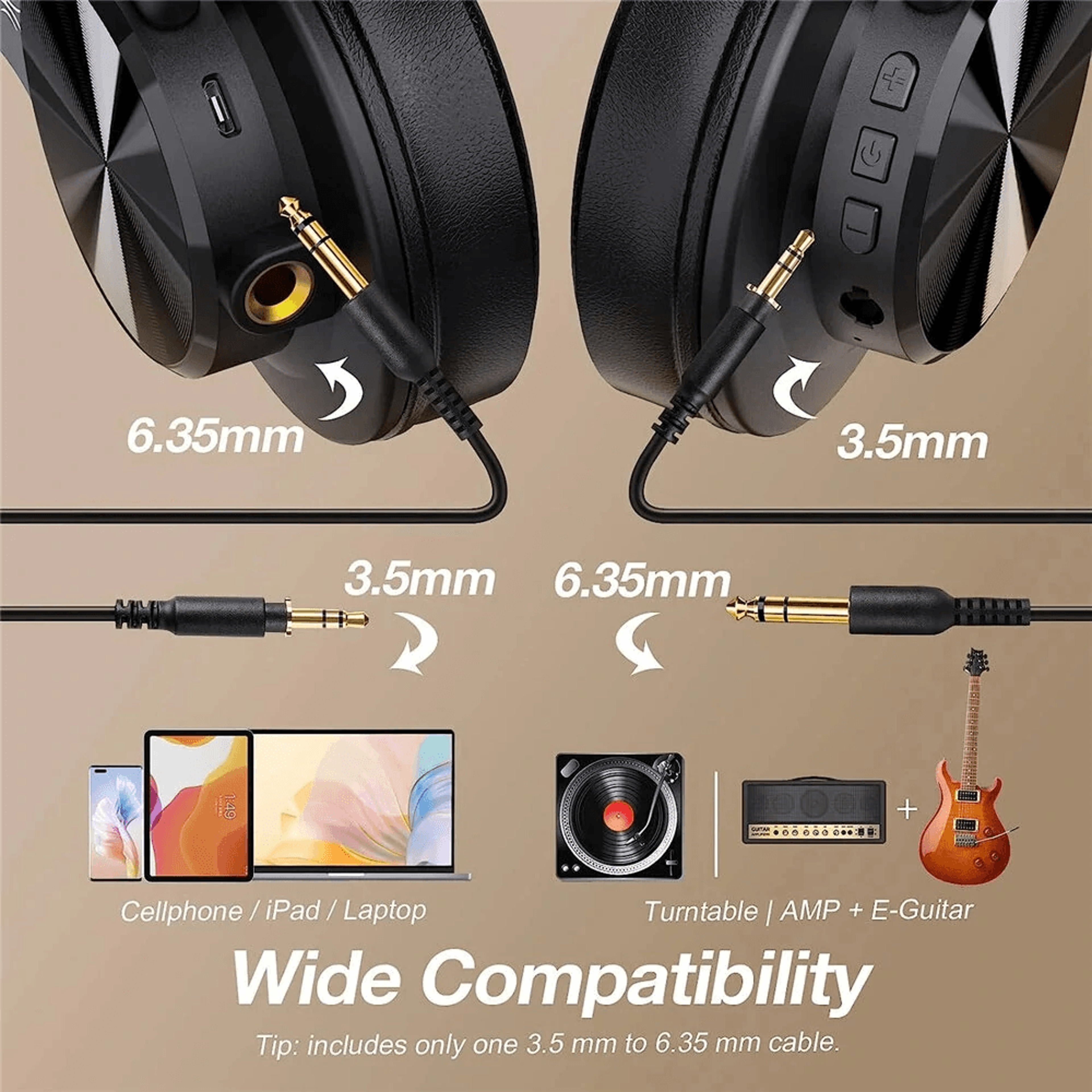 Hi Res Bluetooth Headphones Wireless Over Ear Studio DJ Headset 5