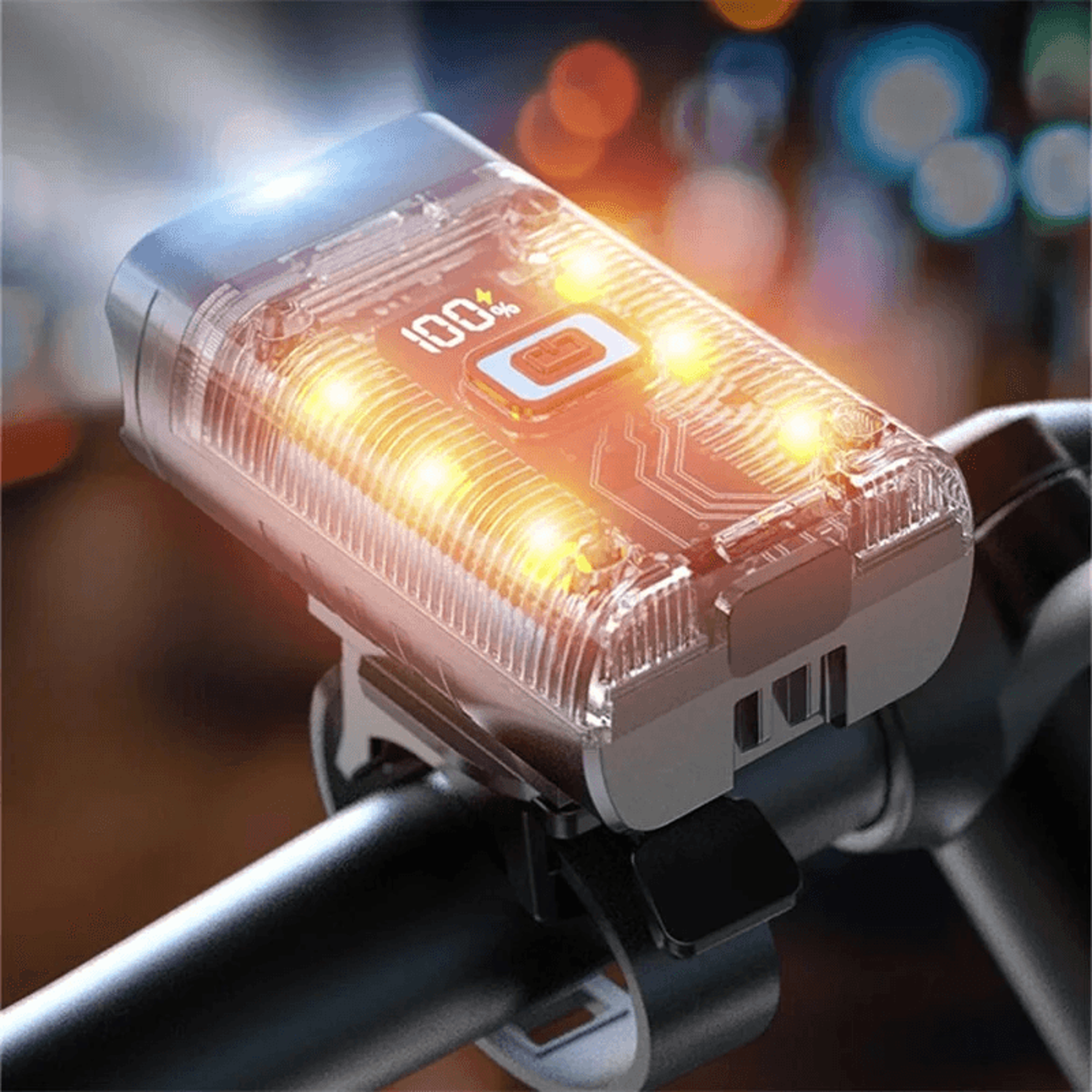 Dual Beam Rechargeable Bike Headlight With Power Display 1