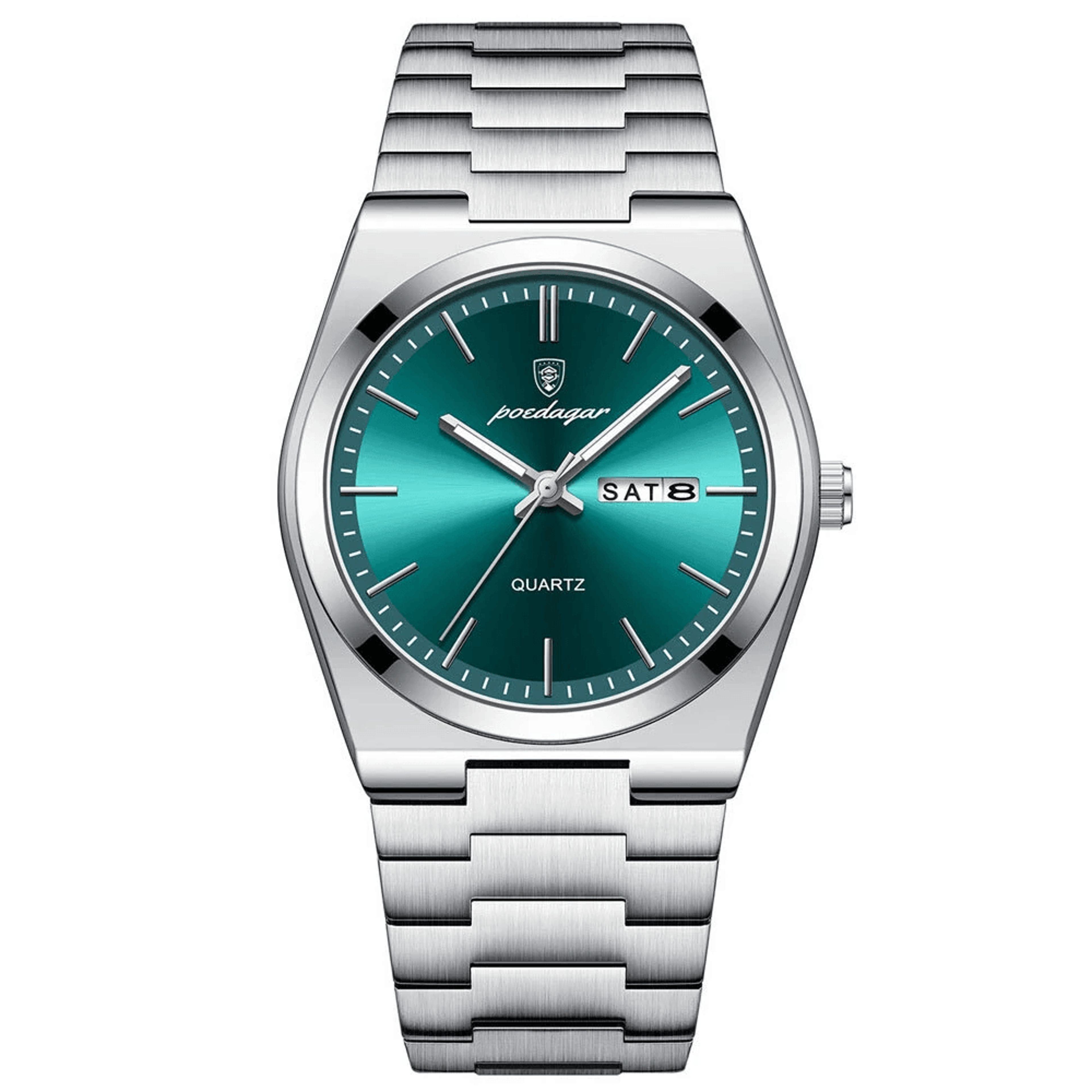 Mens Stainless Steel Quartz Watch With Luminous Hands Date Week Display And Water Resistance 7
