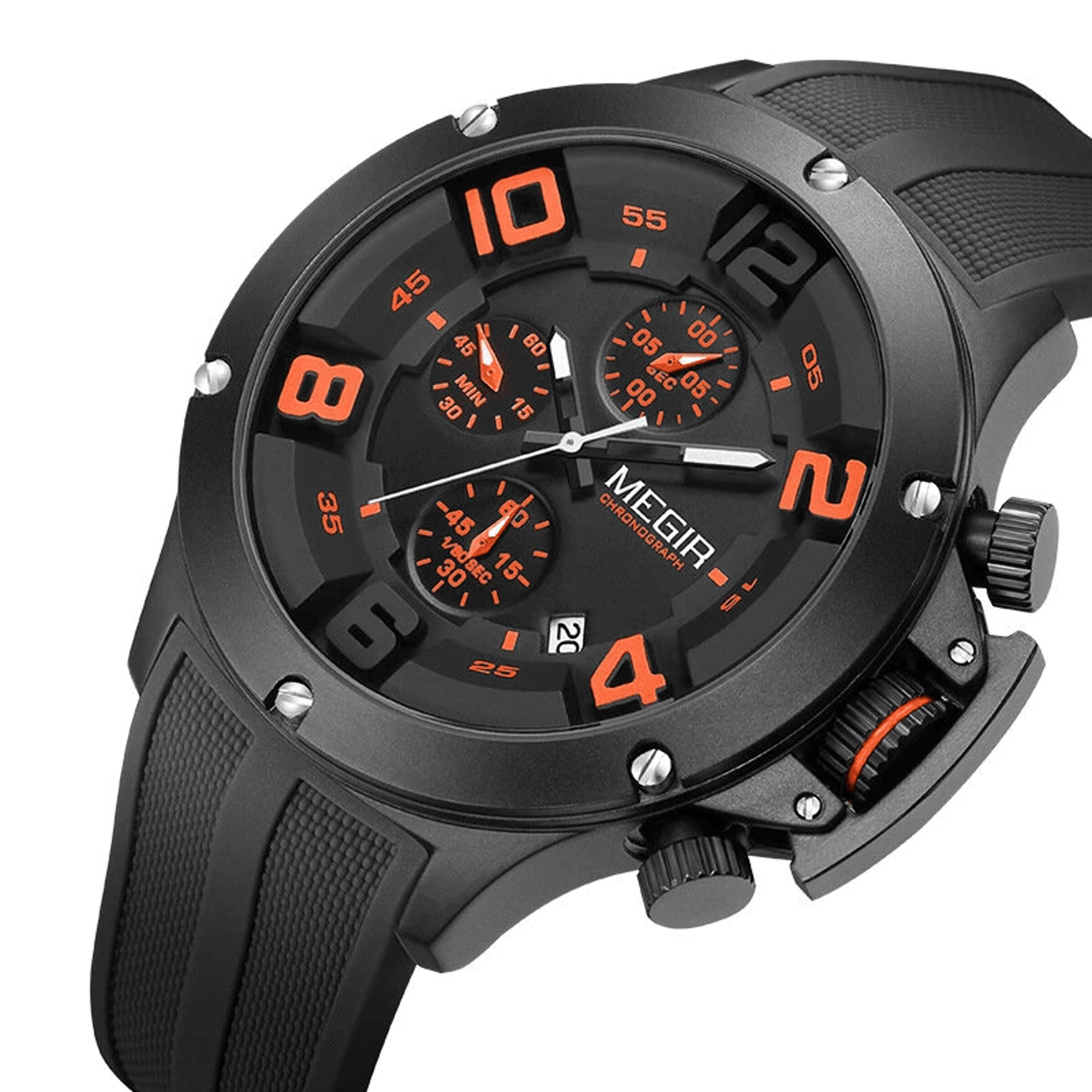 men's big dial sport quartz chronograph watch with luminous display and date