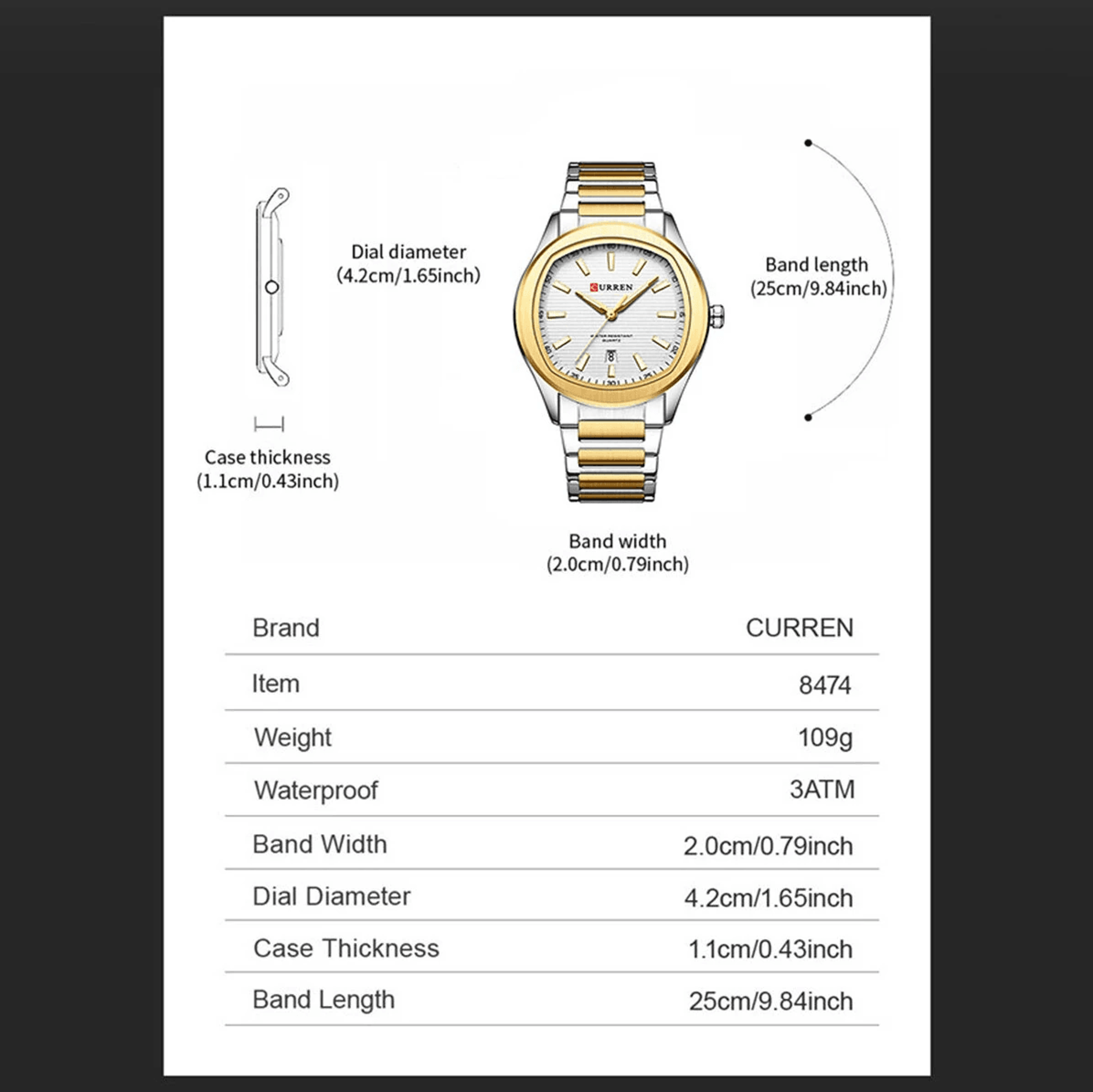 Mens Waterproof Quartz Watch With Stainless Steel Band And Calendar 2