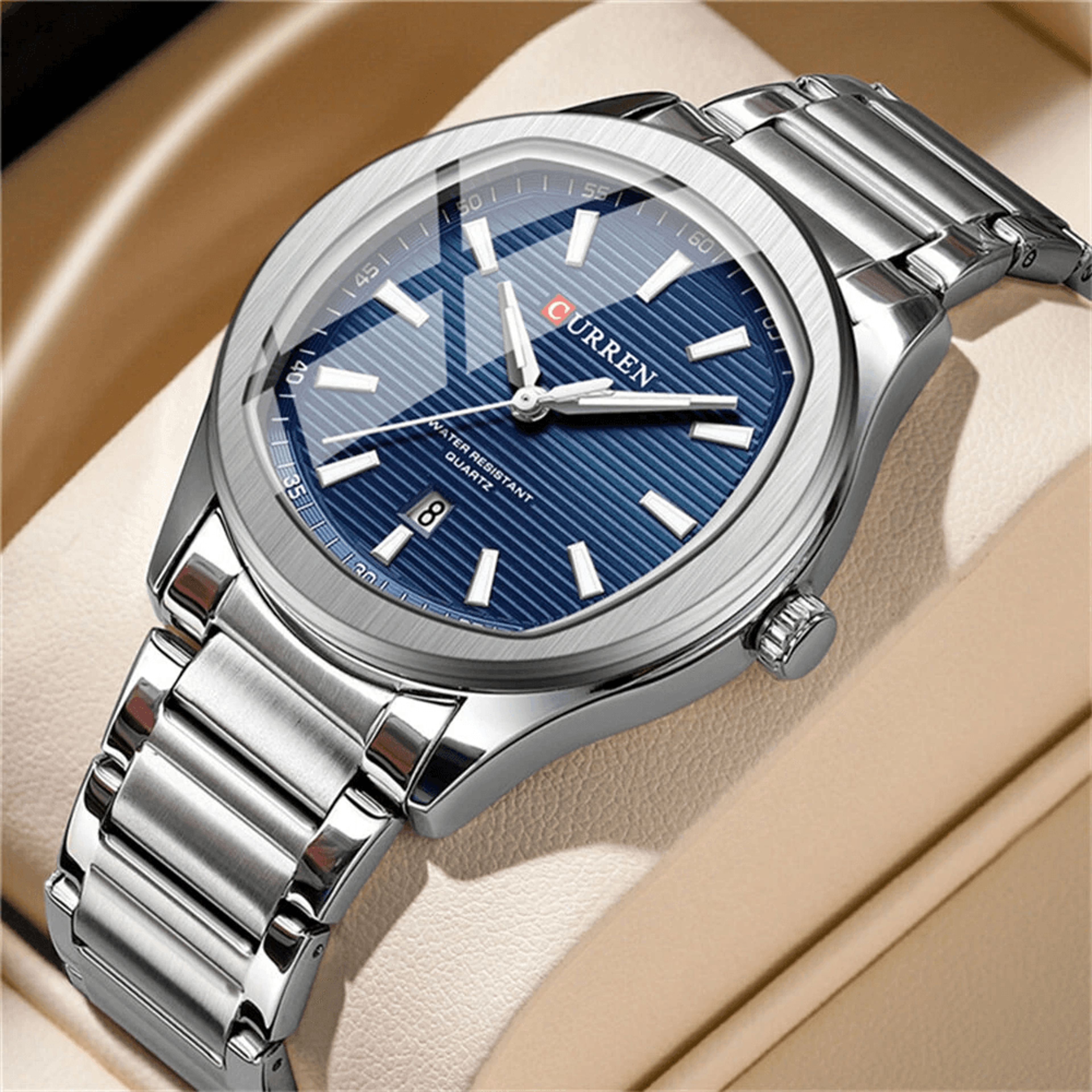 Mens Waterproof Quartz Watch With Stainless Steel Band And Calendar 4