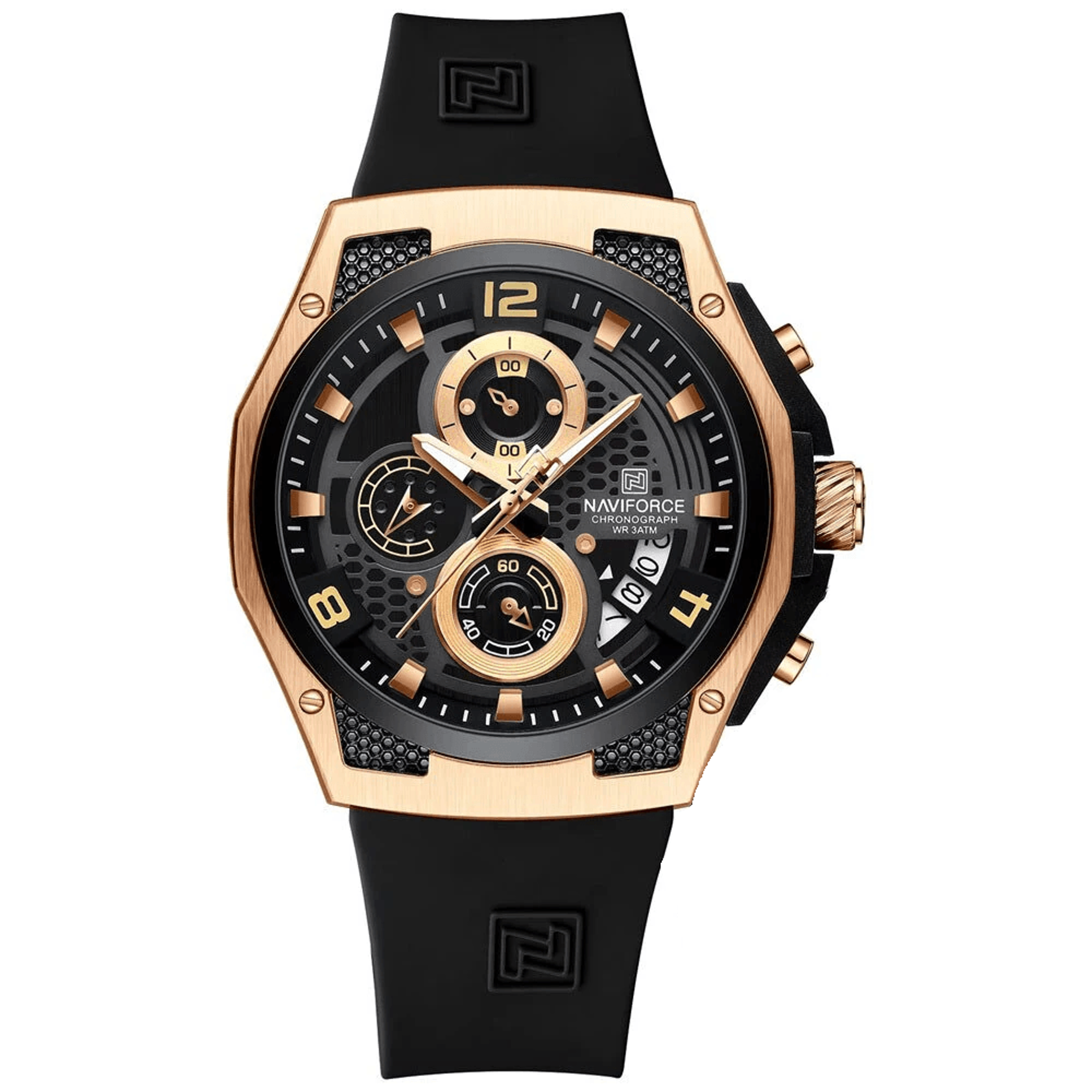 active men's waterproof quartz sport watch with silicone strap