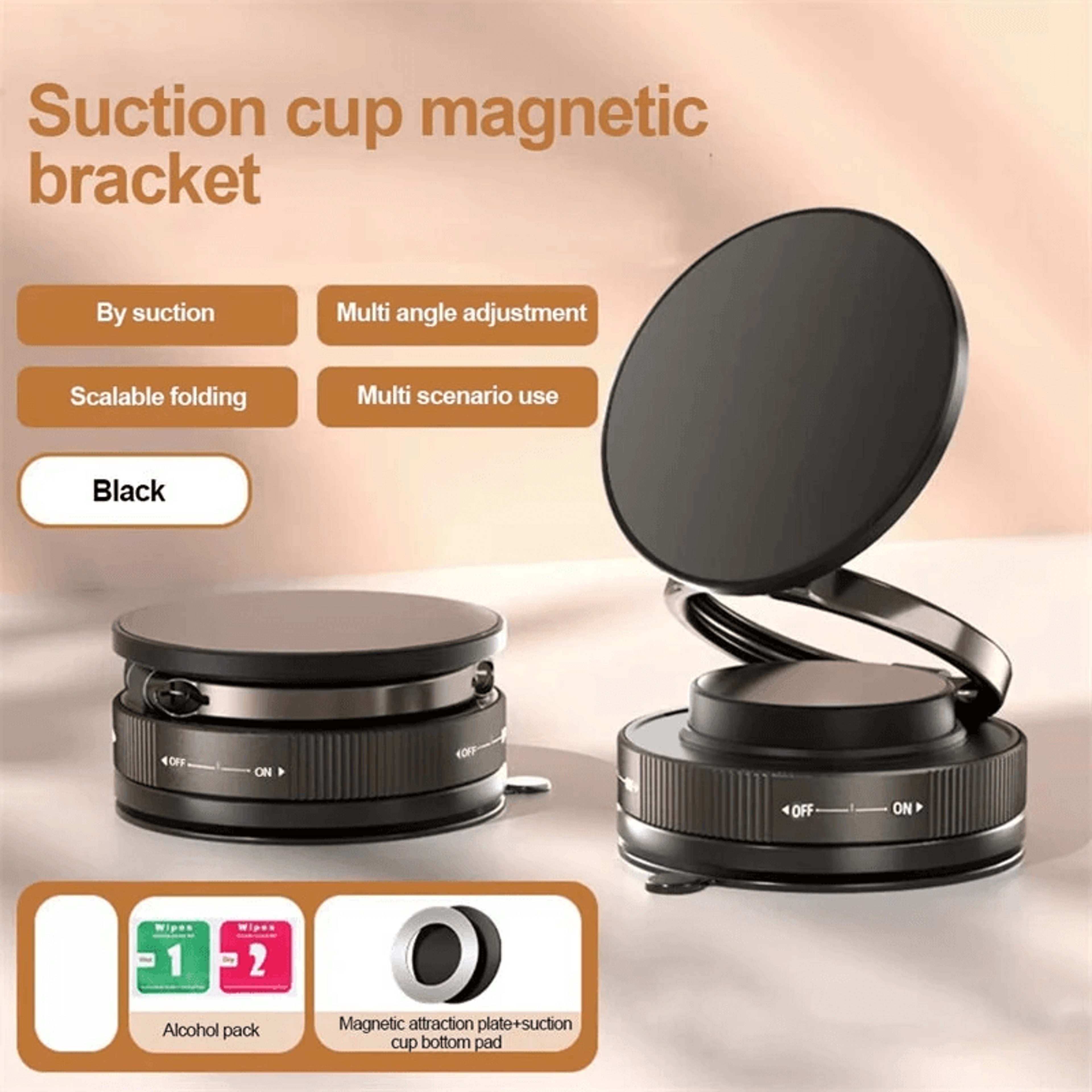 Magnetic Car Phone Holder With Vacuum Suction And Adjustable Foldable Mount 6