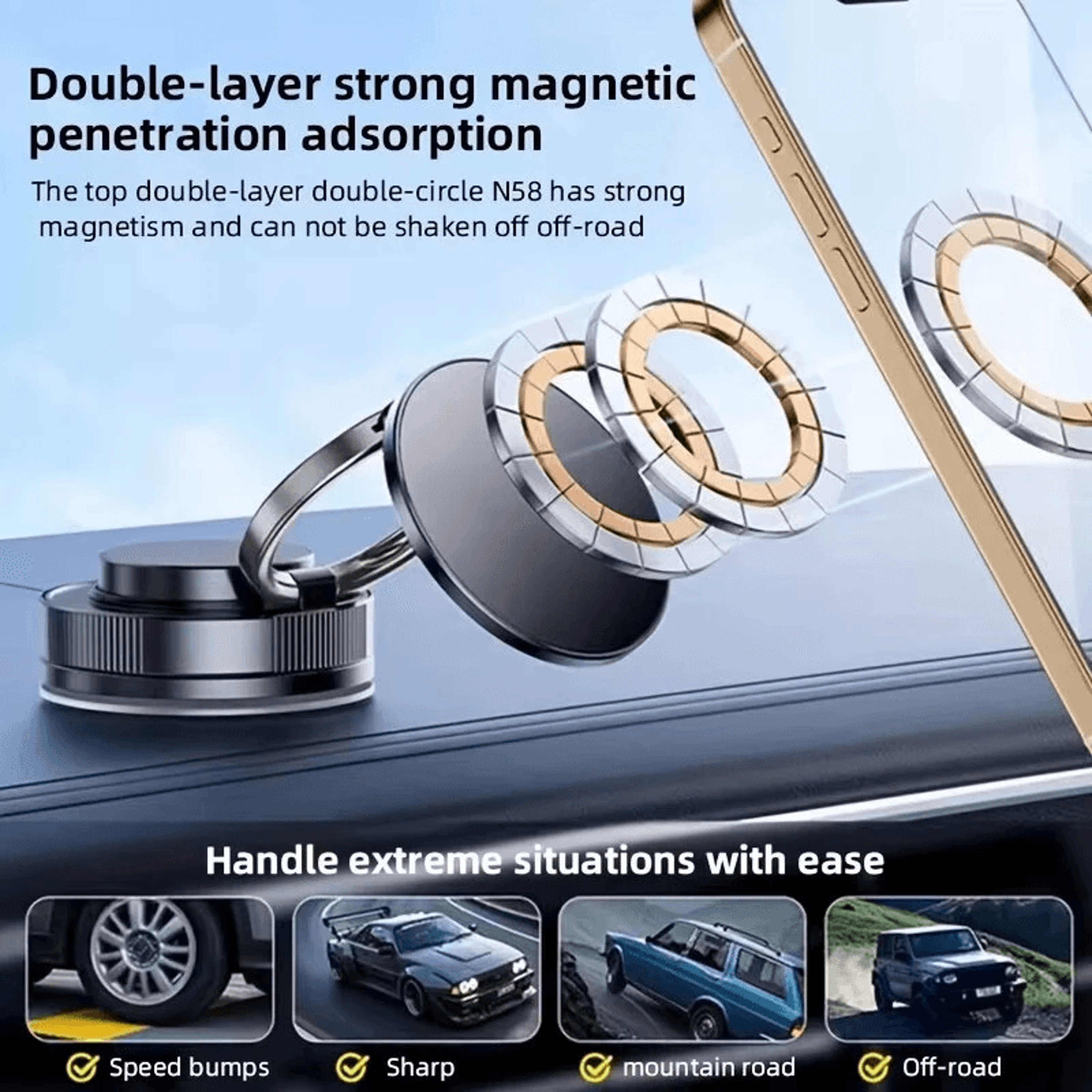 Magnetic Car Phone Holder With Vacuum Suction And Adjustable Foldable Mount 4