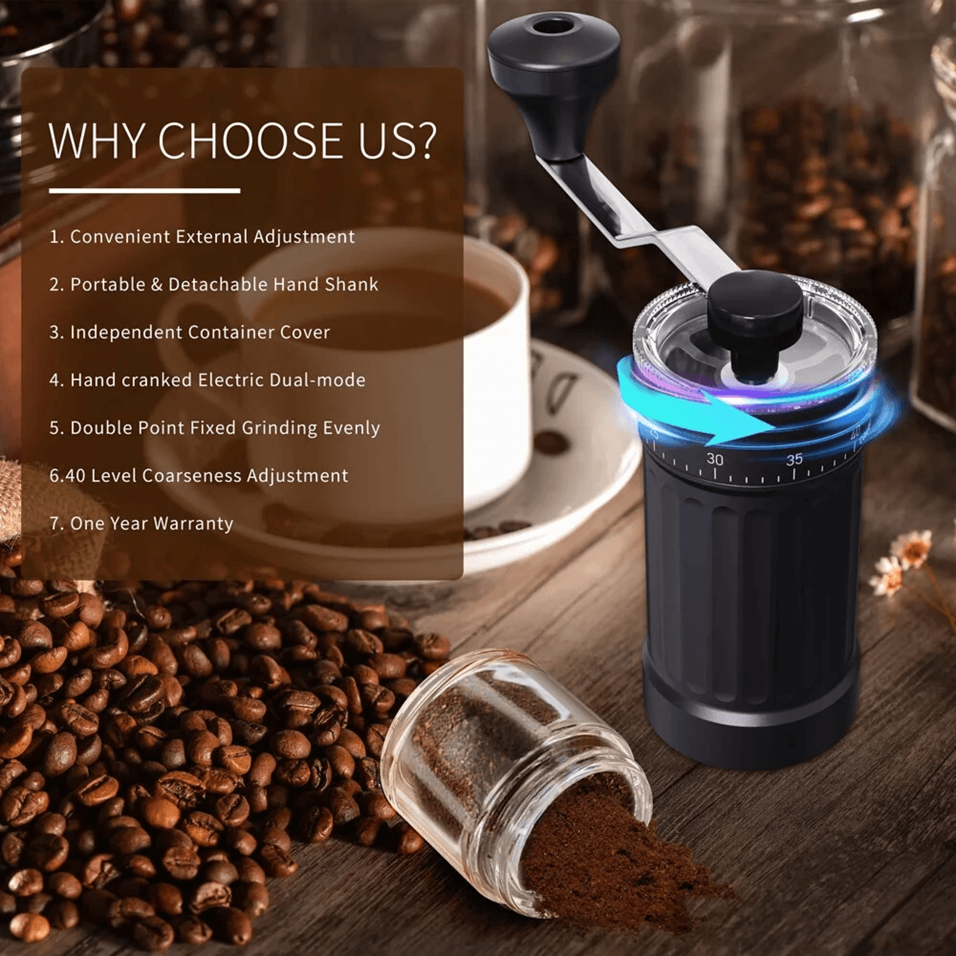 Comfook Manual Coffee Grinder With Grind Settings And Ceramic Burr 4