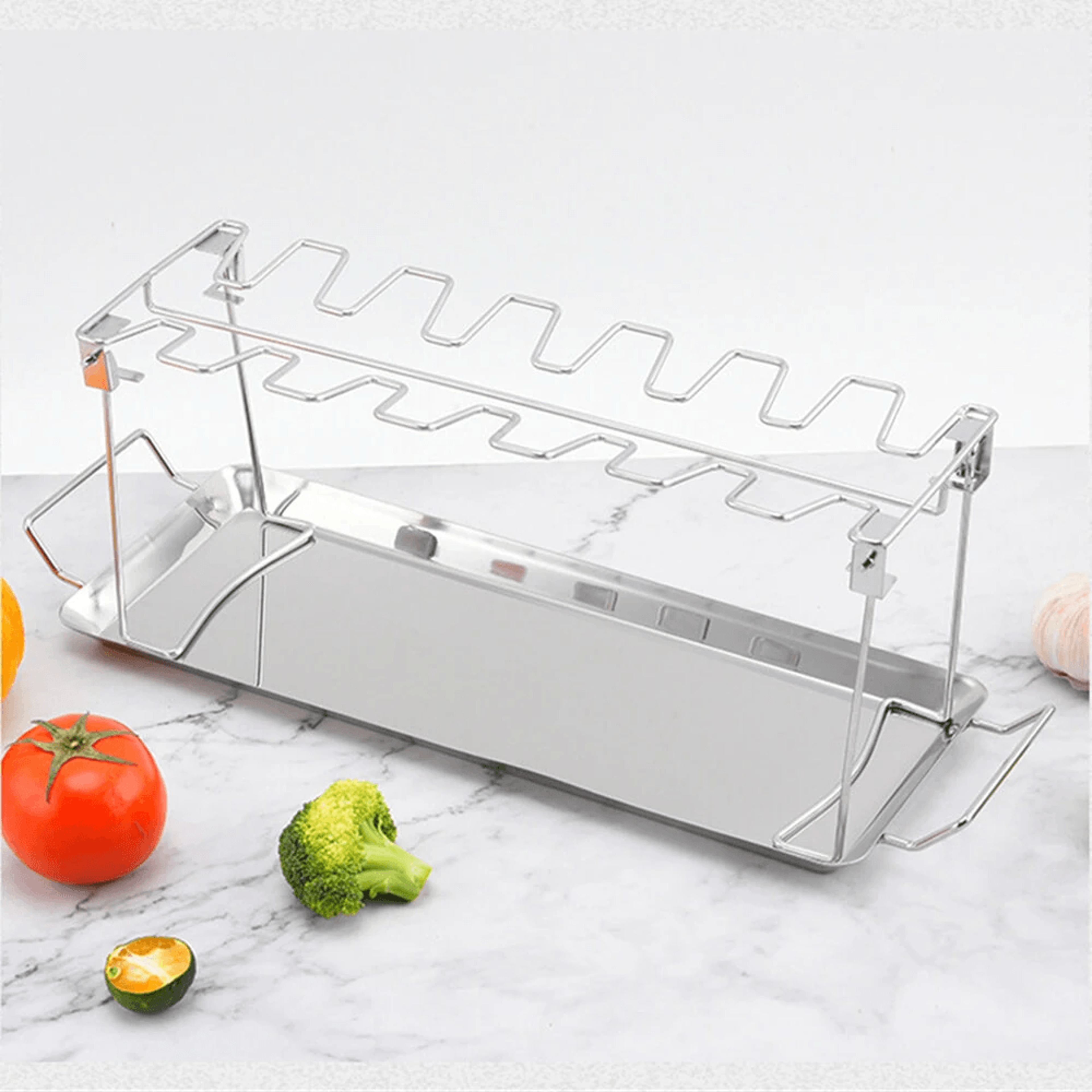 slot stainless steel chicken leg wing rack for grill smoker and bbq