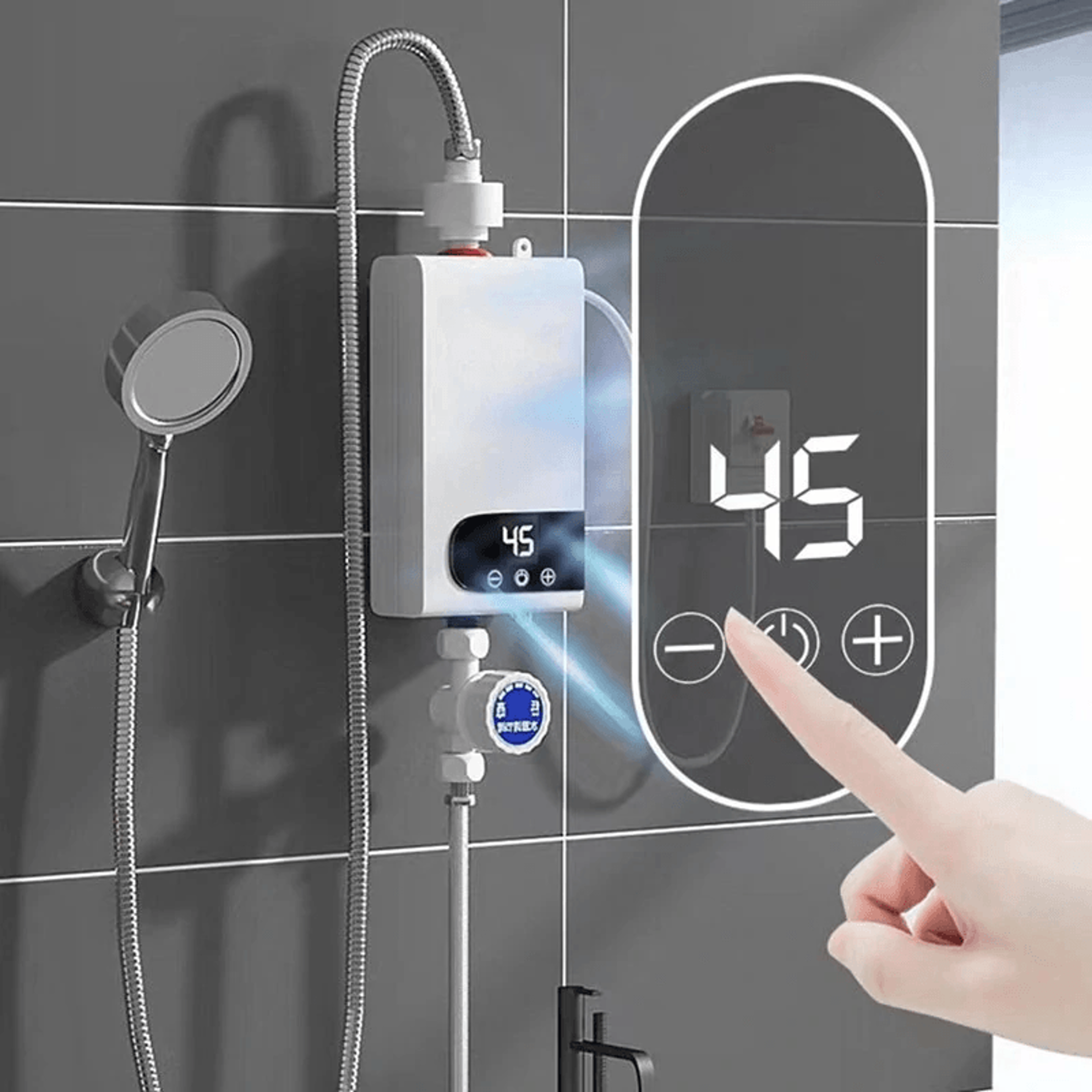 tankless electric water heater with touch screen instant hot water shower system