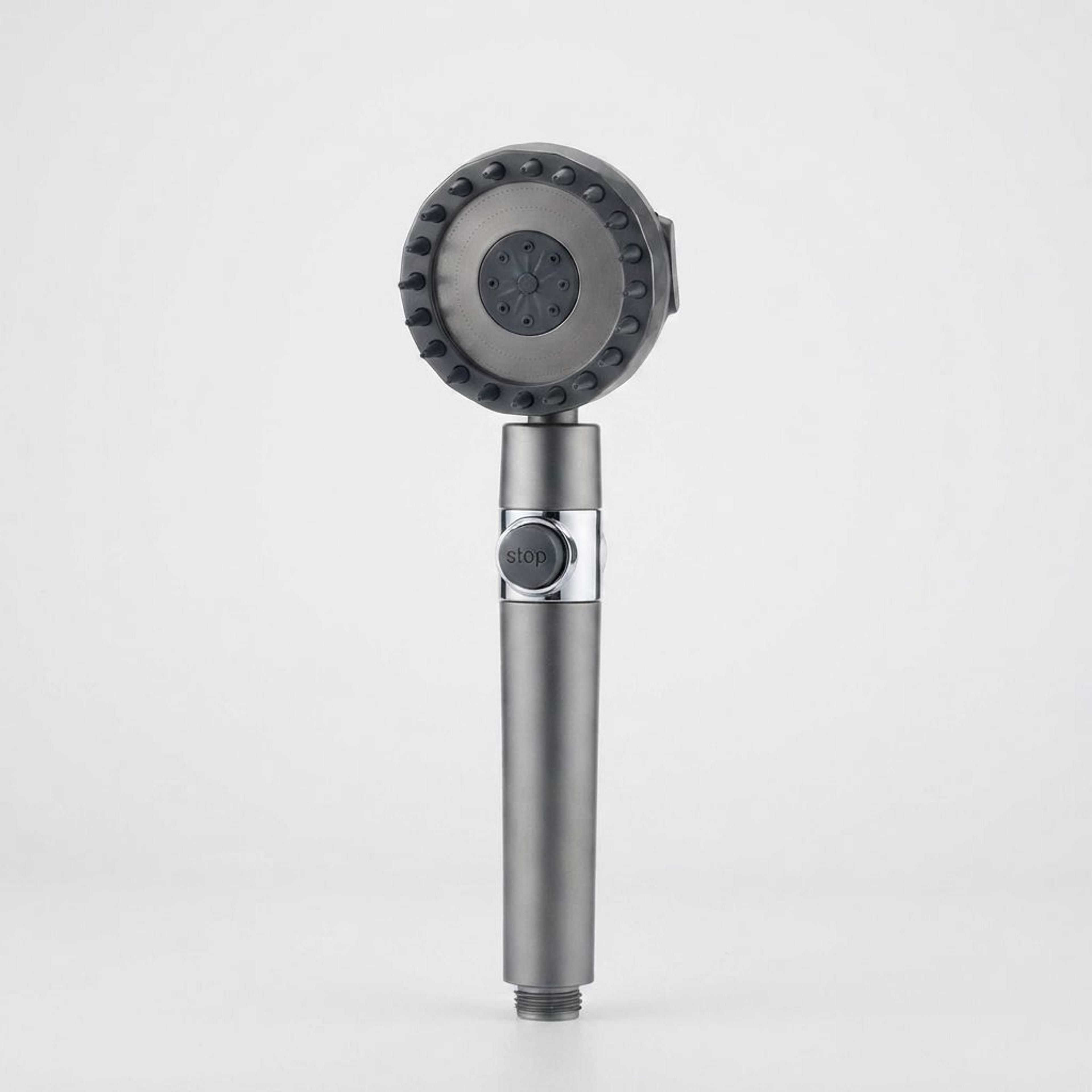 mode high pressure filter shower head with one touch stop and massage brush