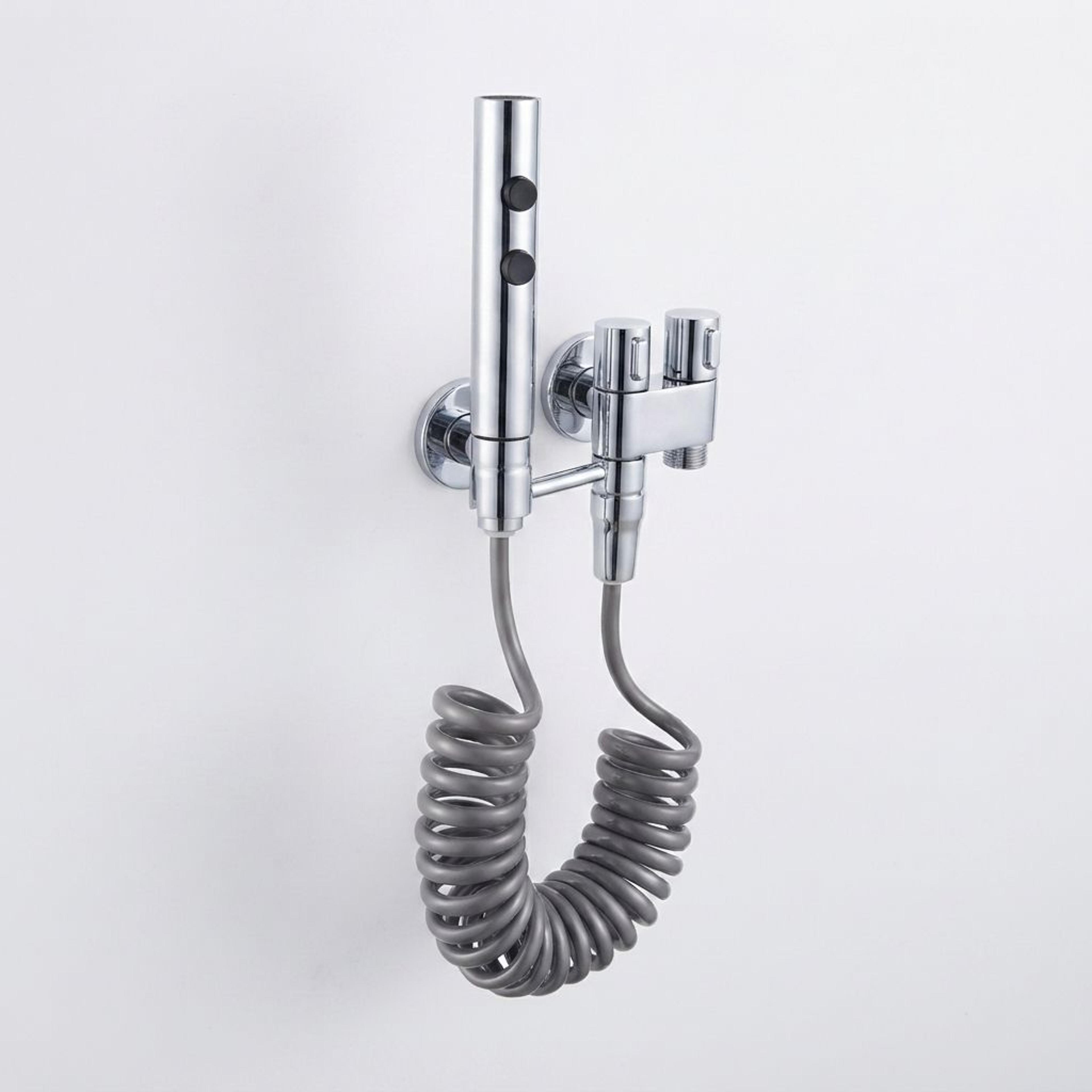 stainless steel handheld bidet sprayer with adjustable spray and flexible hose
