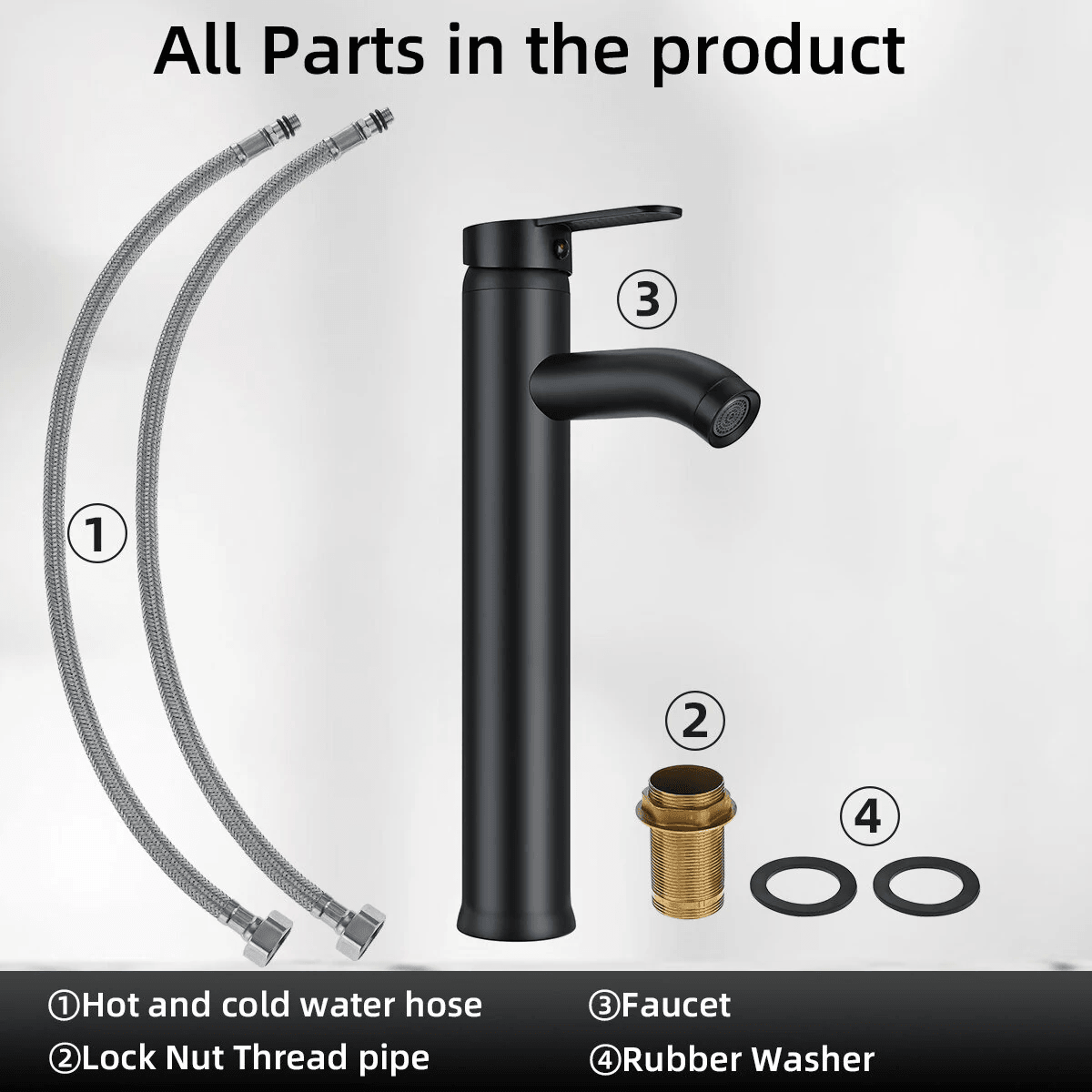 Modern Black Stainless Steel Bathroom Sink Mixer Faucet 3