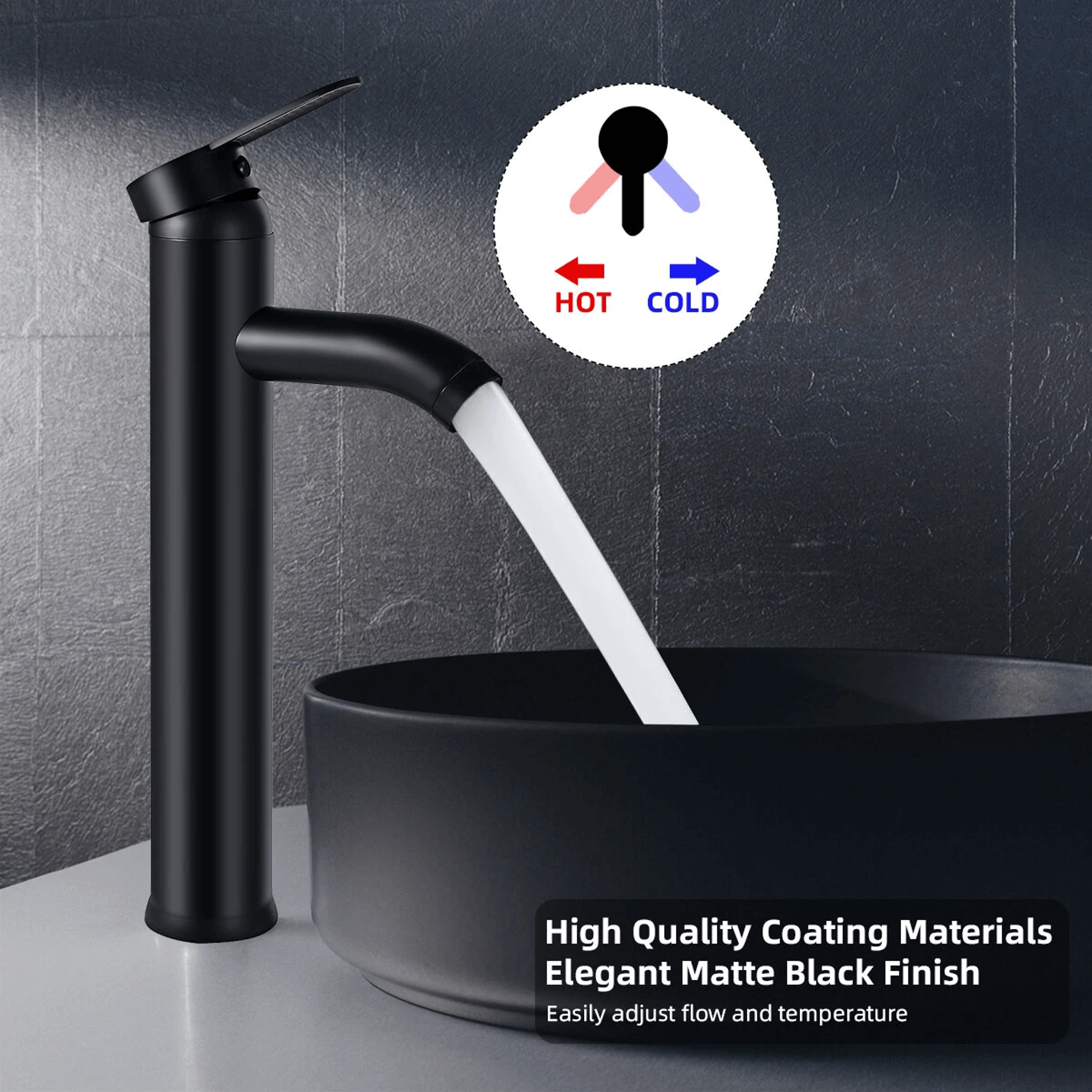 Modern Black Stainless Steel Bathroom Sink Mixer Faucet 6