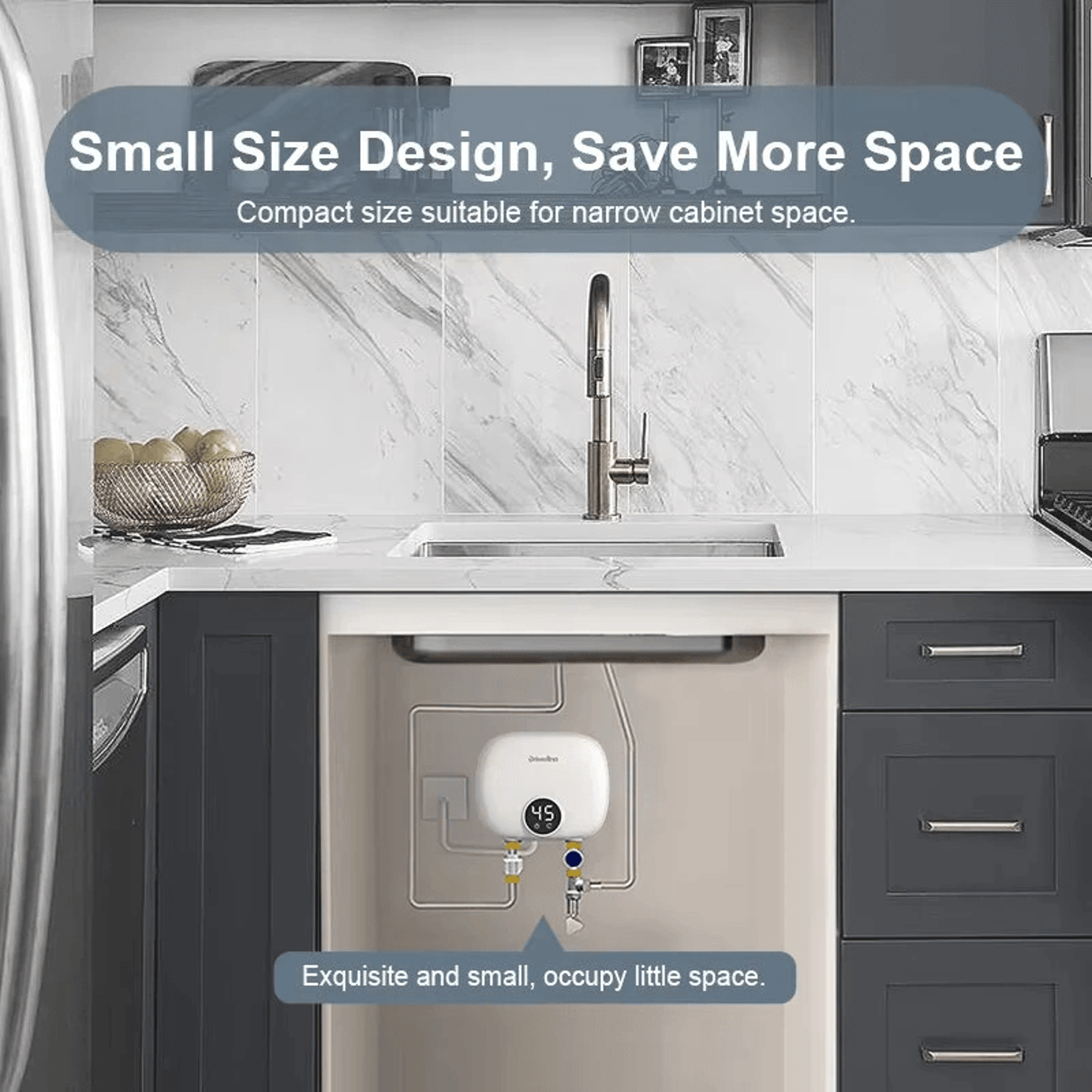 Compact Instant Tankless Electric Water Heater With Smart Temperature Control 3