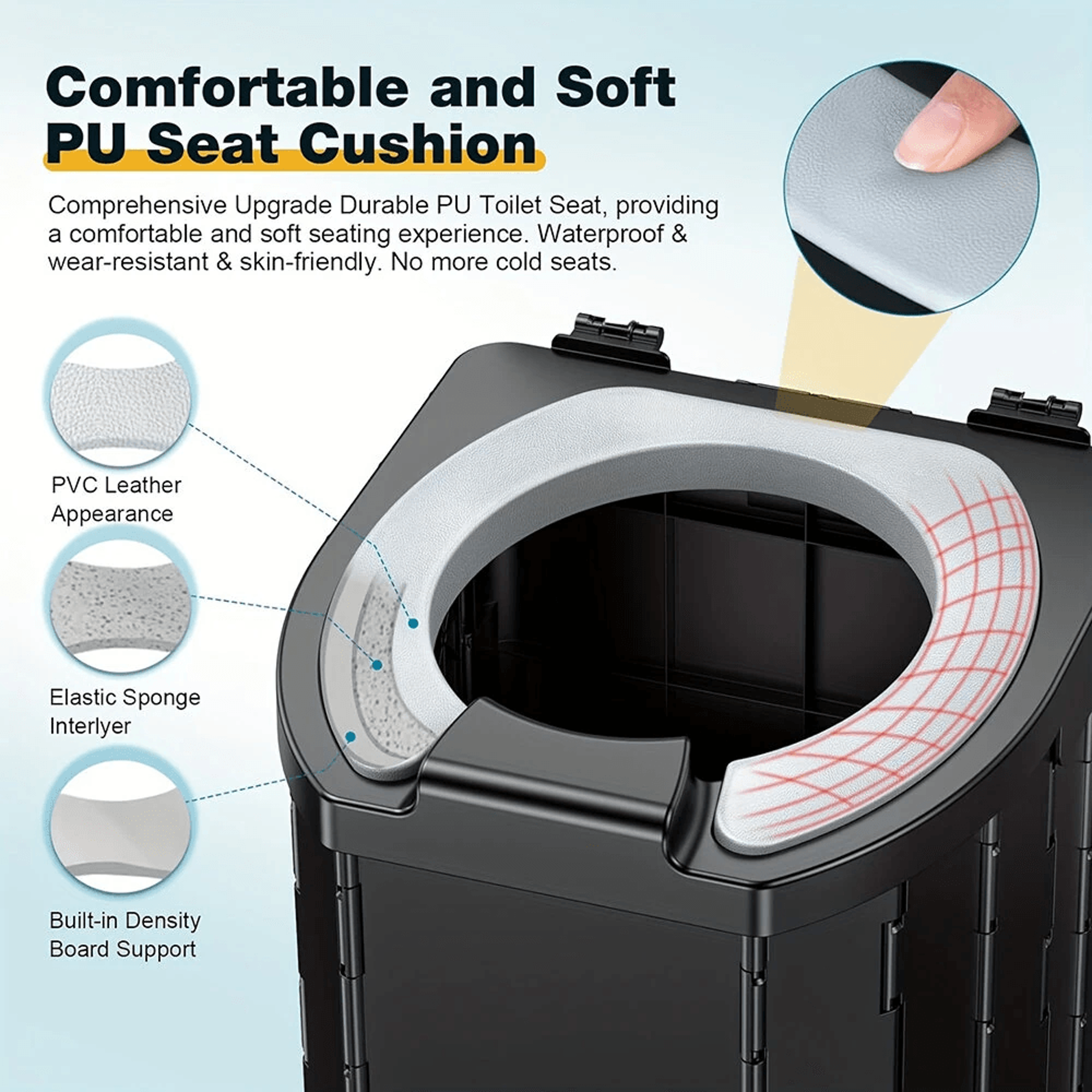 Comfort Fold Portable Camping Toilet With PU Seat And Cover 5