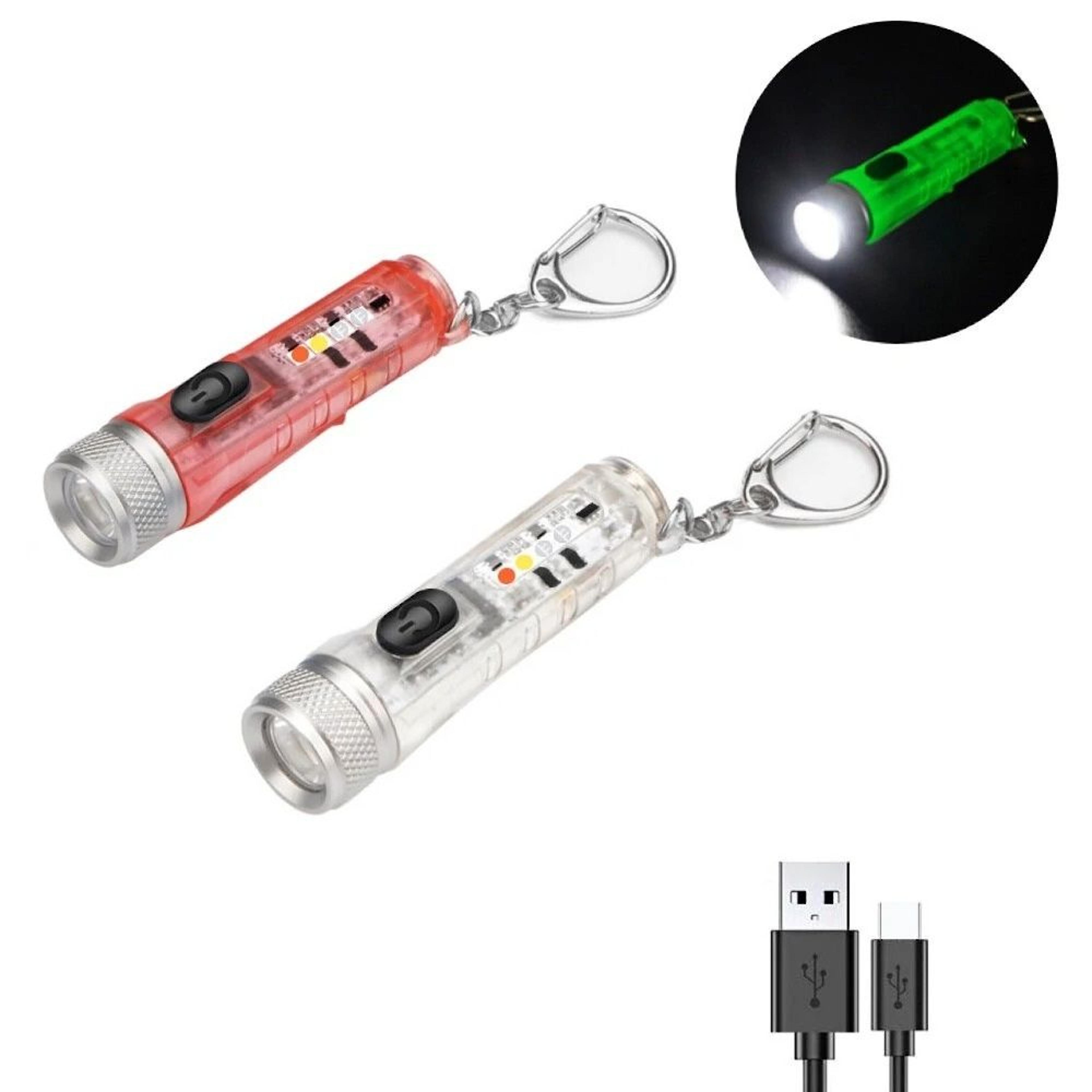 rechargeable edc keychain flashlight with uv rgb light and magnetic tail