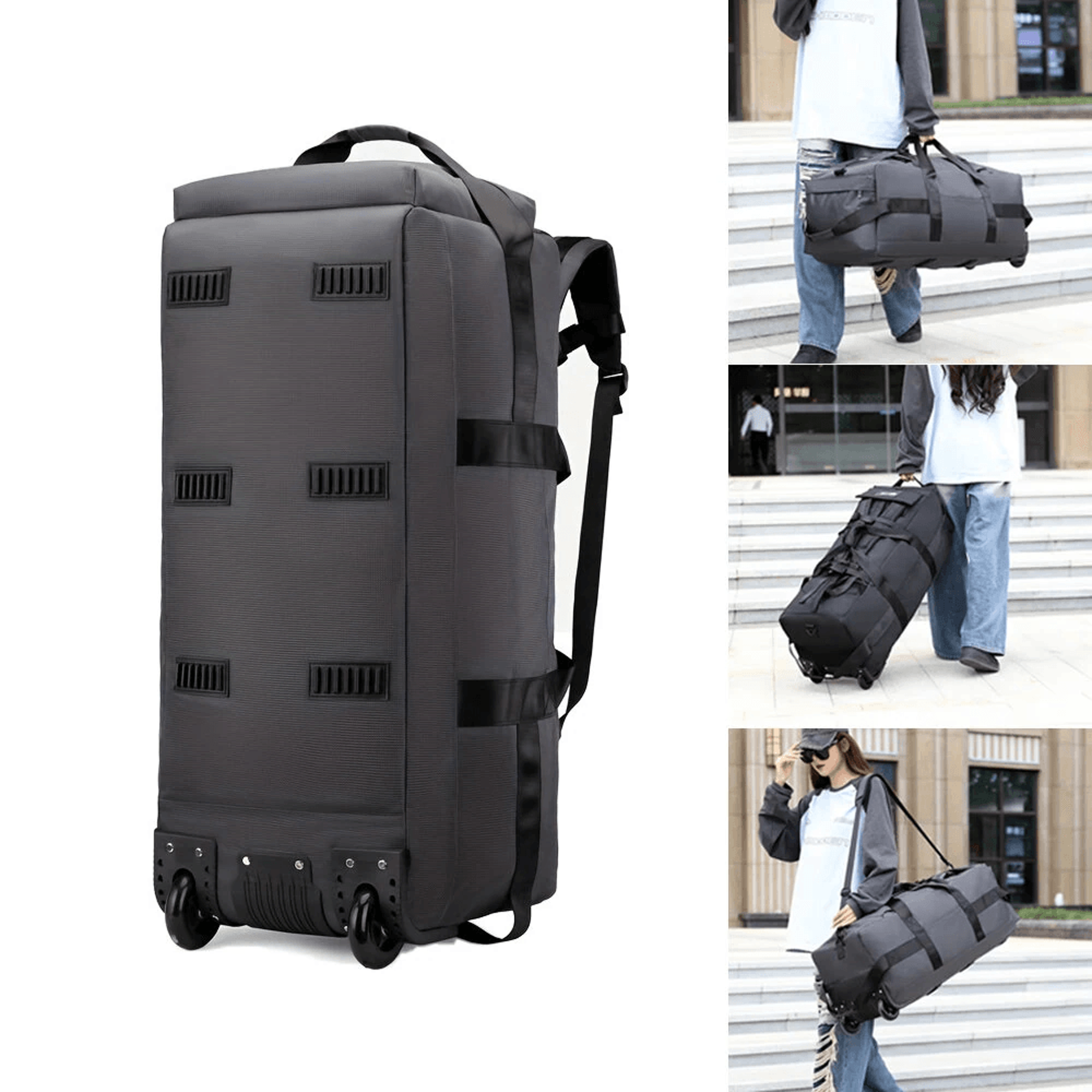 Rolling Duffle Bag With Wheels And Convertible Backpack Design 7