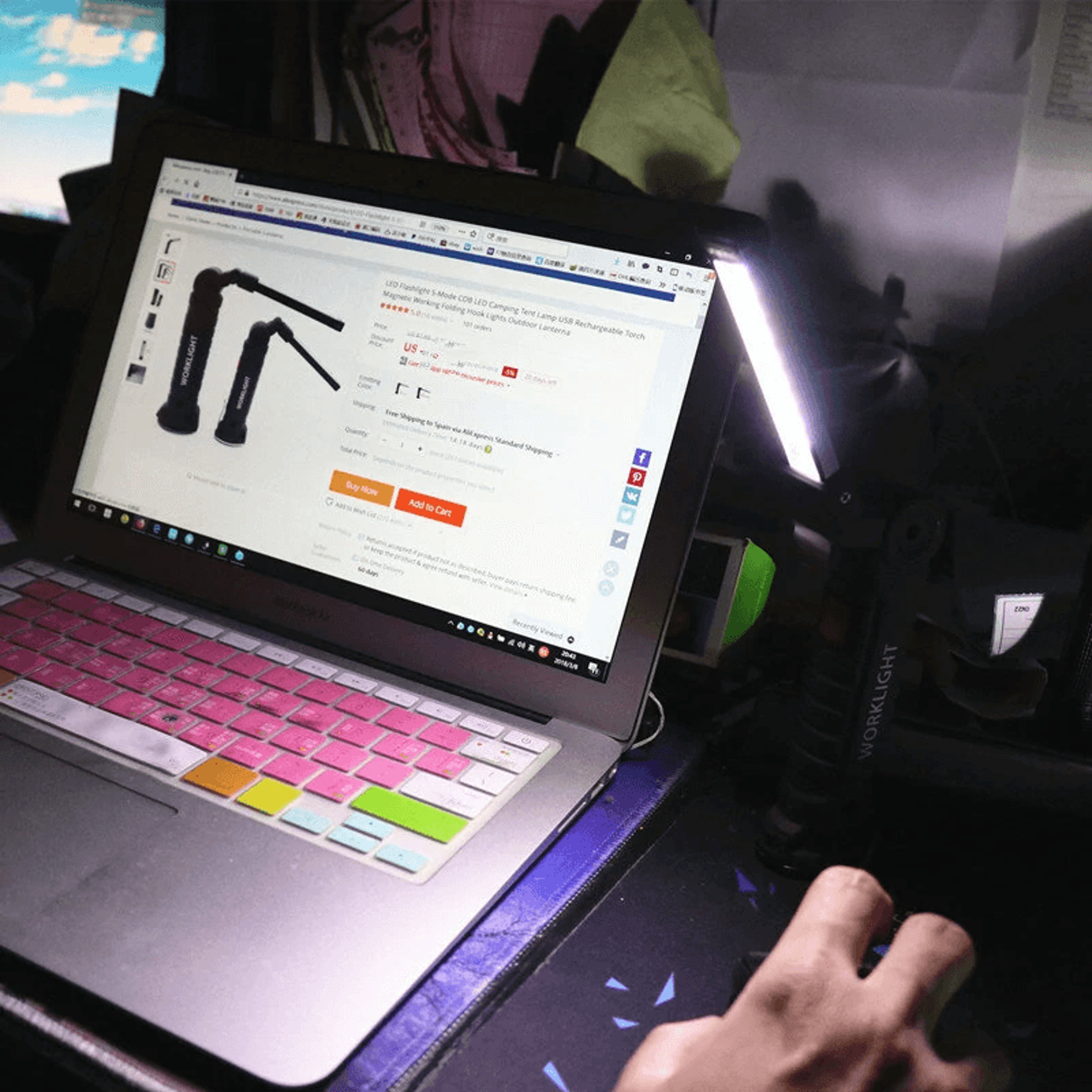 Rechargeable COB LED Folding Work Light With Magnetic Base And Hook 7