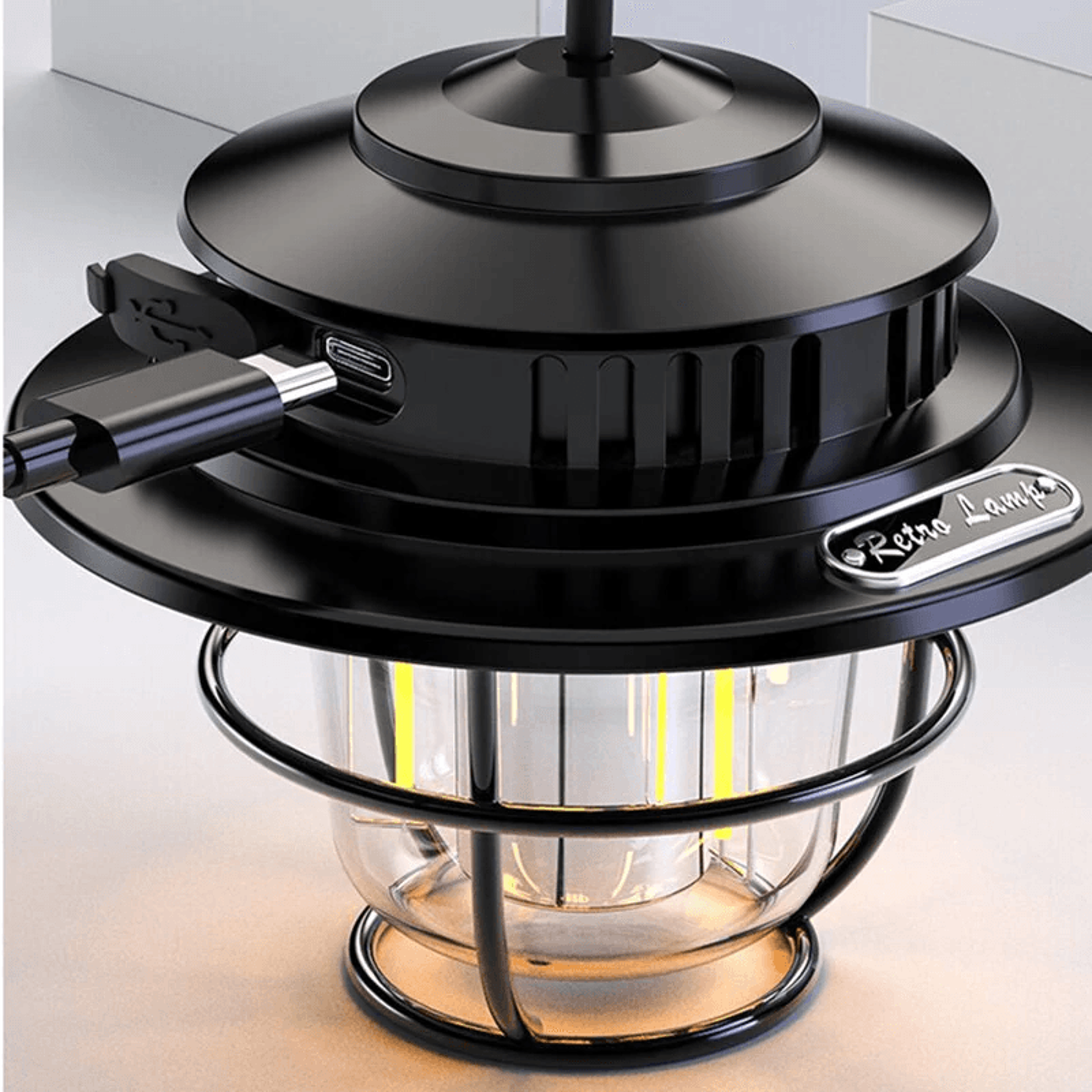 Retro LED Camping Lantern With Portable Hook And Searchlight 5