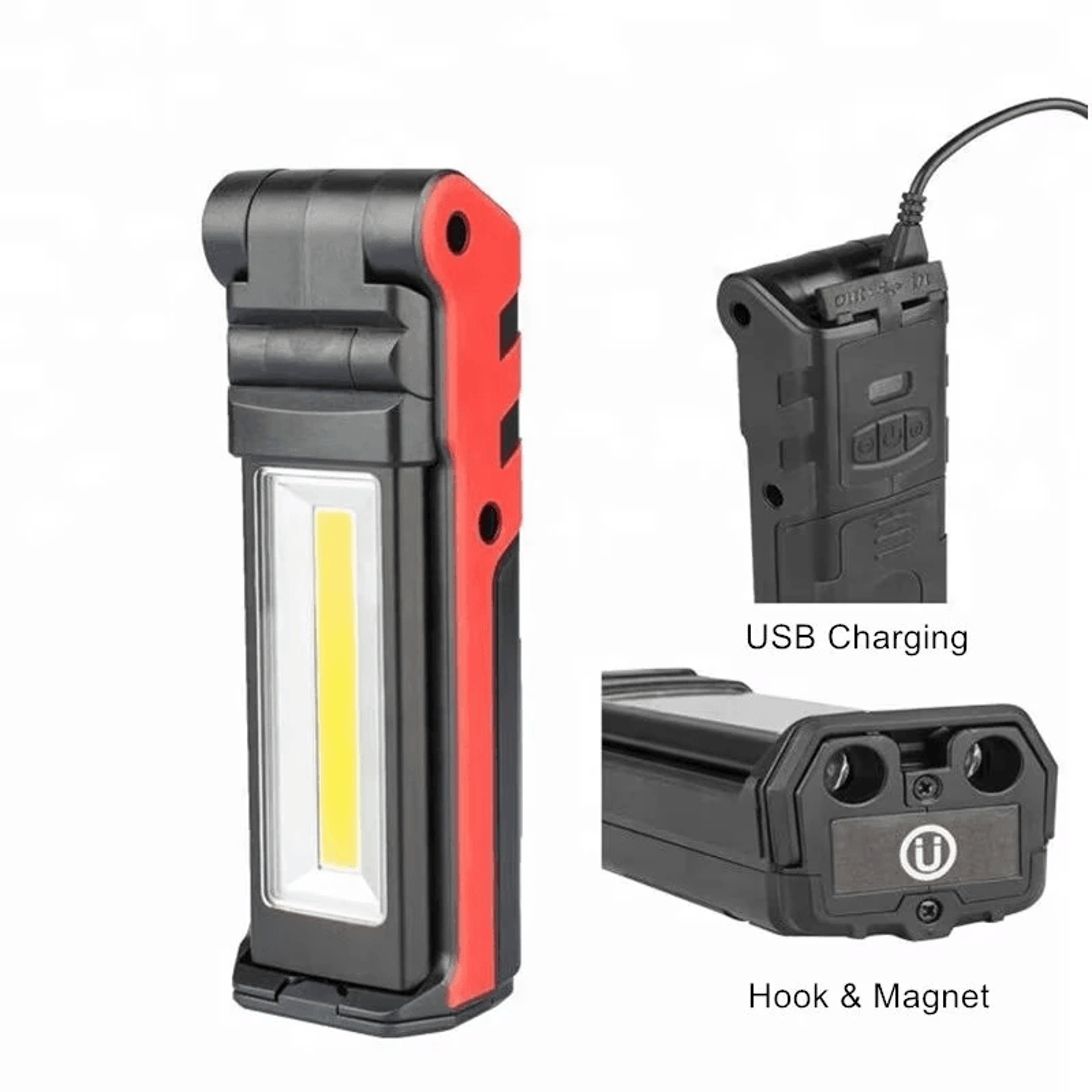 Foldable Magnetic LED Work Light USB Rechargeable COB Repair Flashlight 2