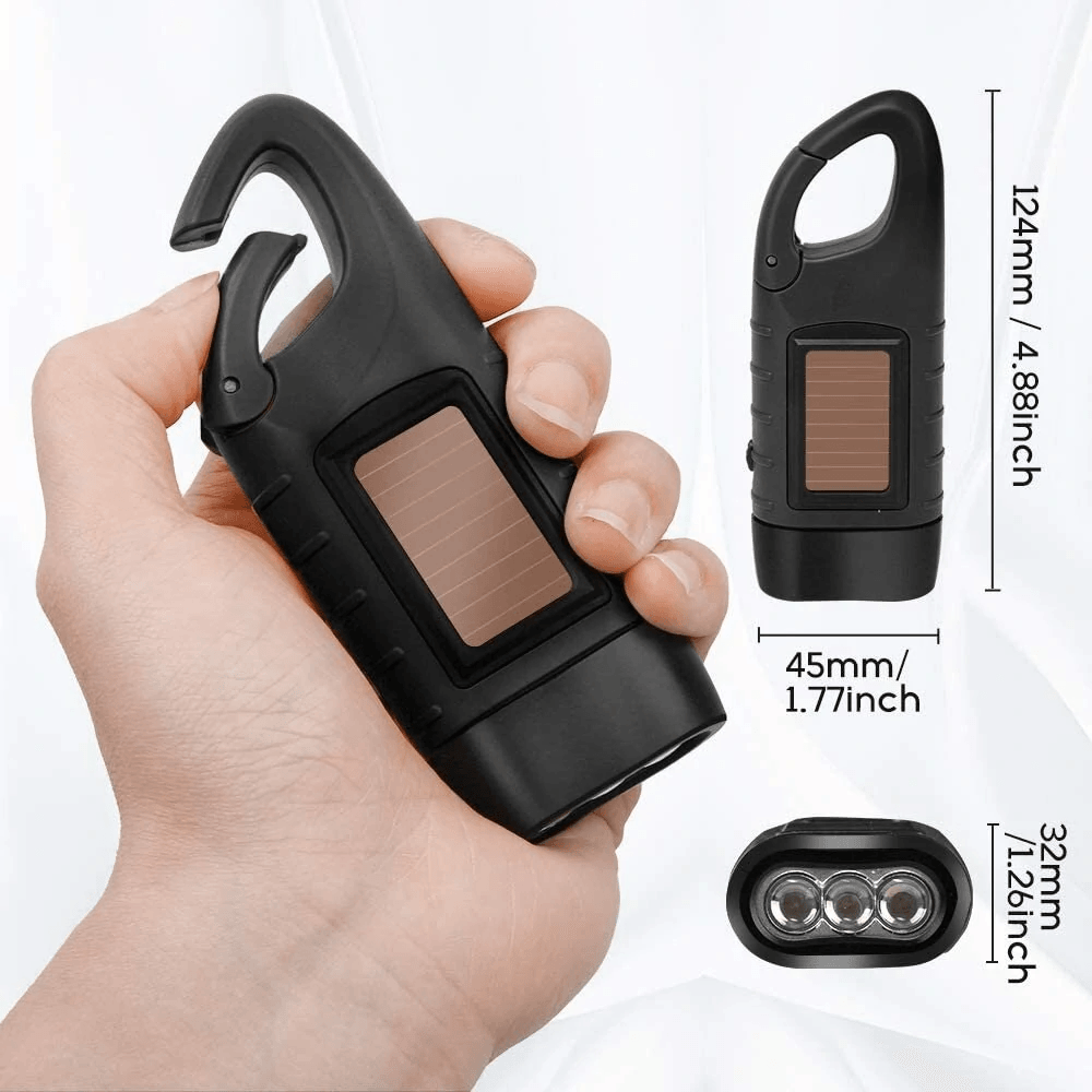Solar Hand Crank LED Flashlight Portable Emergency Camping Light 2