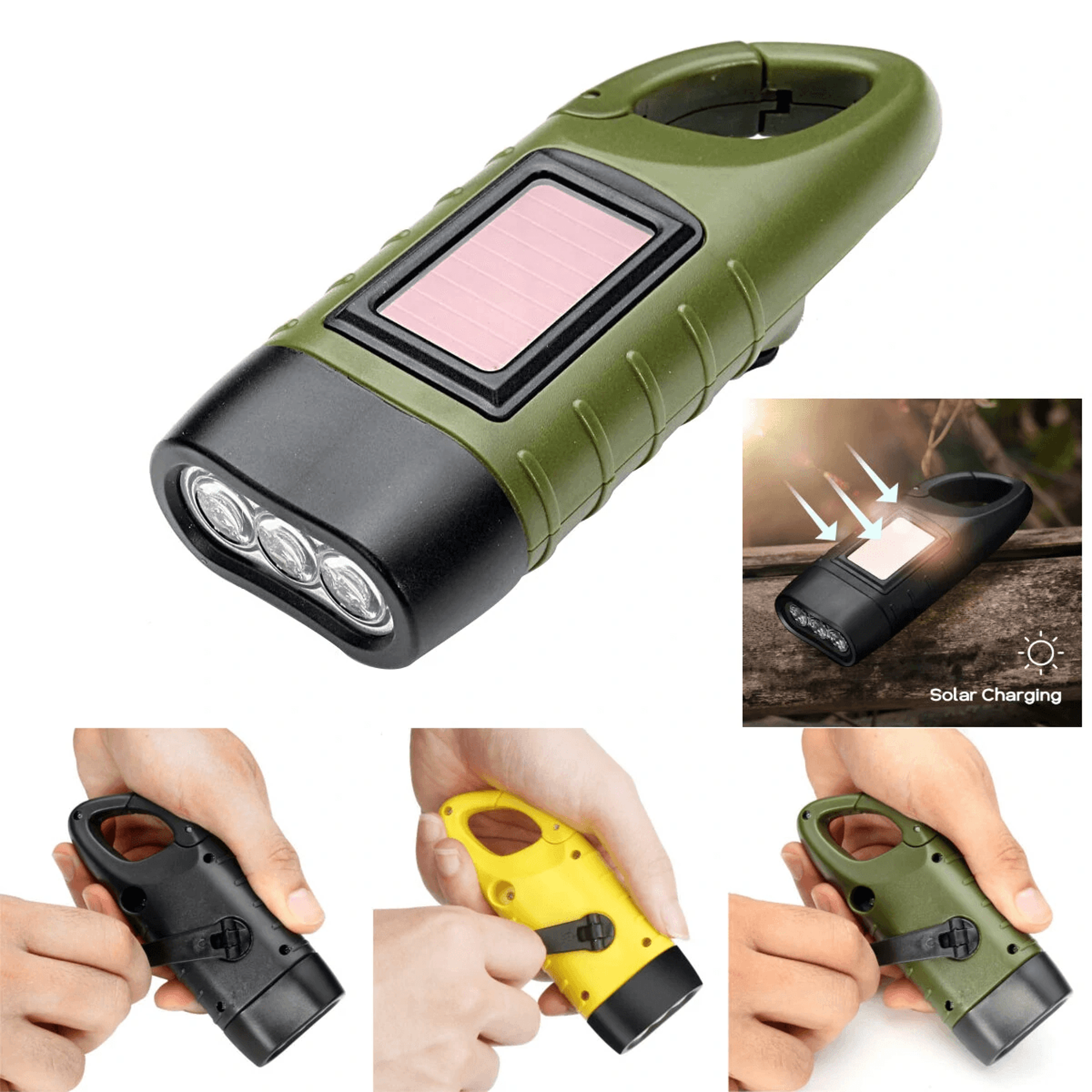 Solar Hand Crank LED Flashlight Portable Emergency Camping Light 4