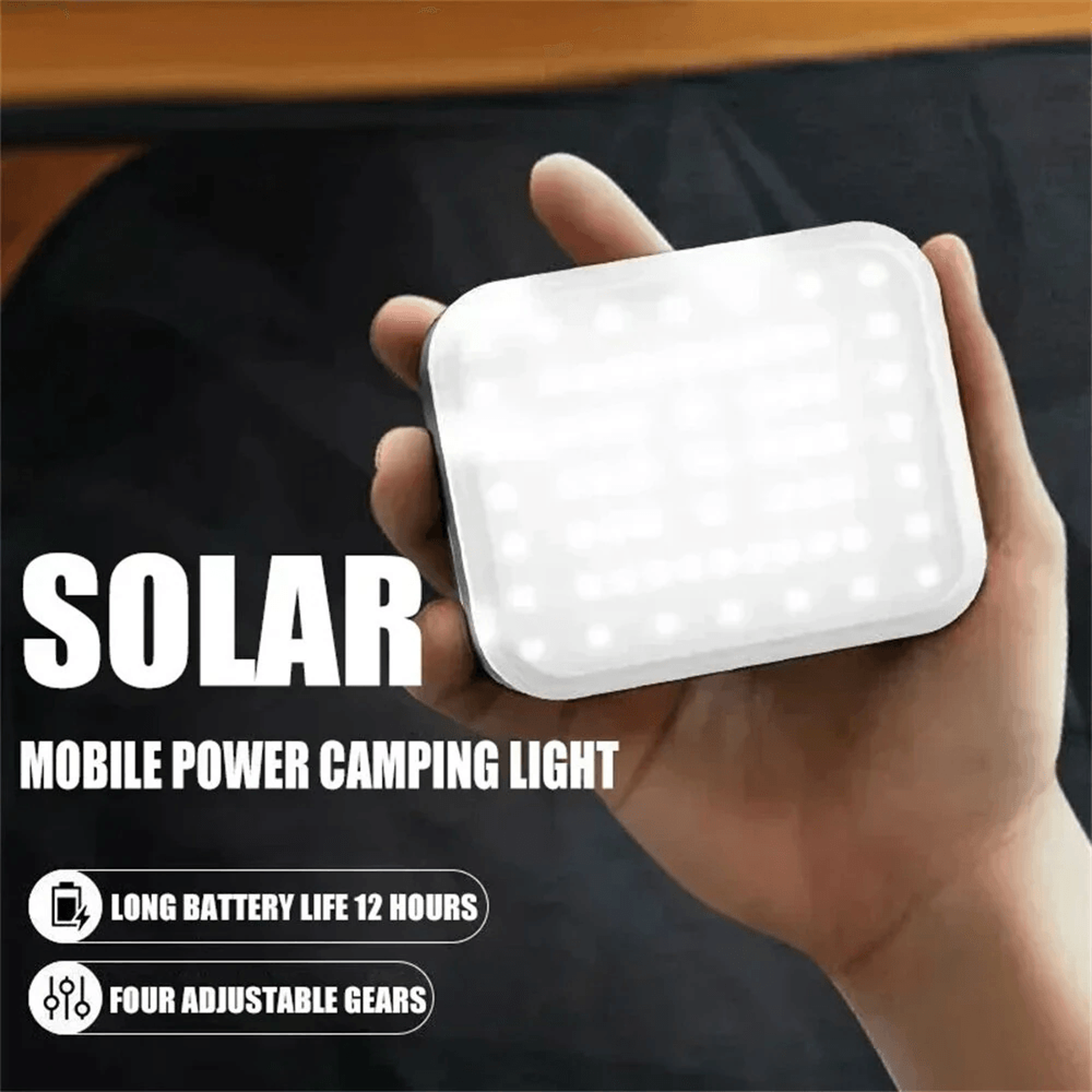 Solar Camping Lantern With 4000mAh Rechargeable Battery And Hanging Tent Light 6