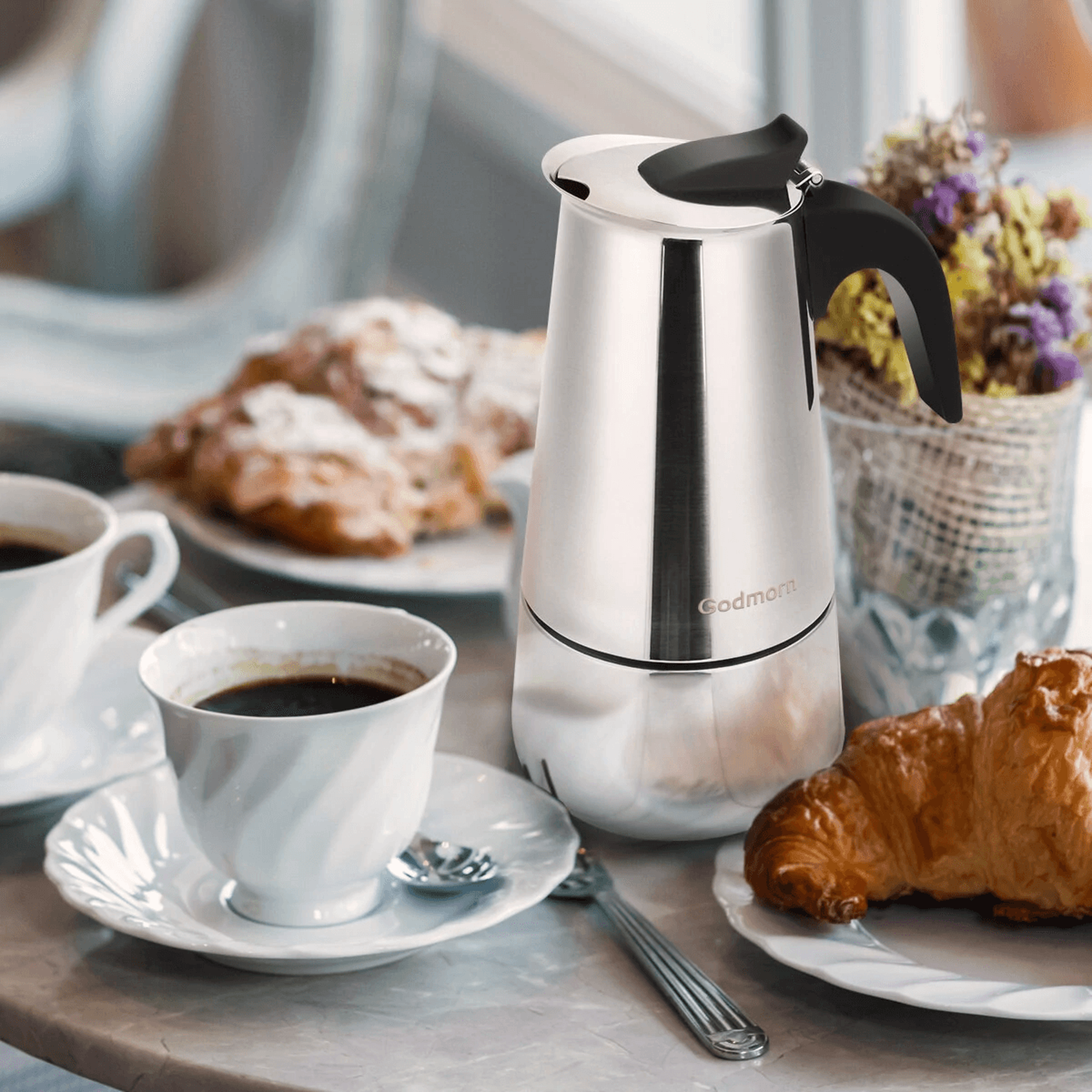 Stainless Steel Moka Pot Stovetop Espresso Maker For Induction 6