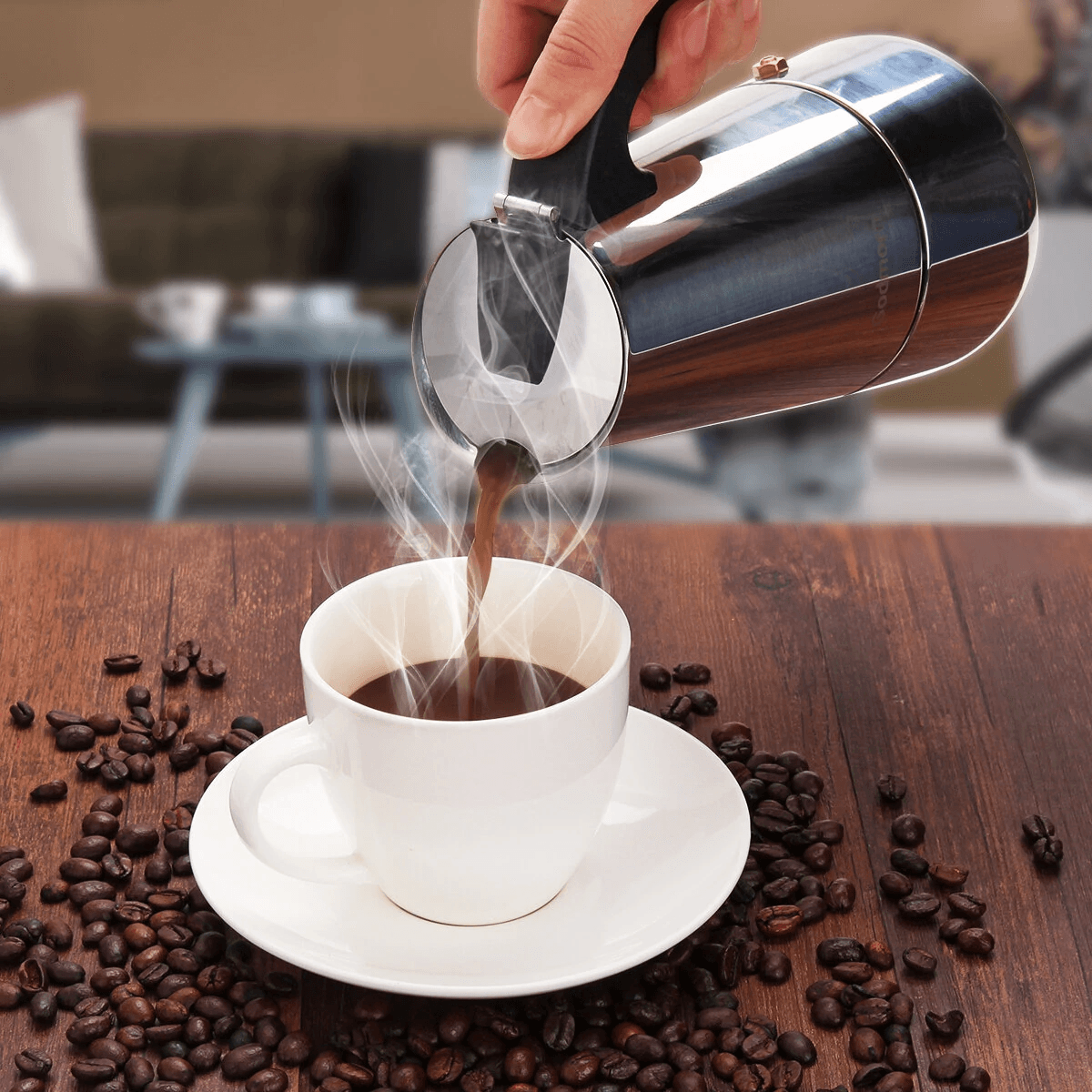 Stainless Steel Moka Pot Stovetop Espresso Maker For Induction 5