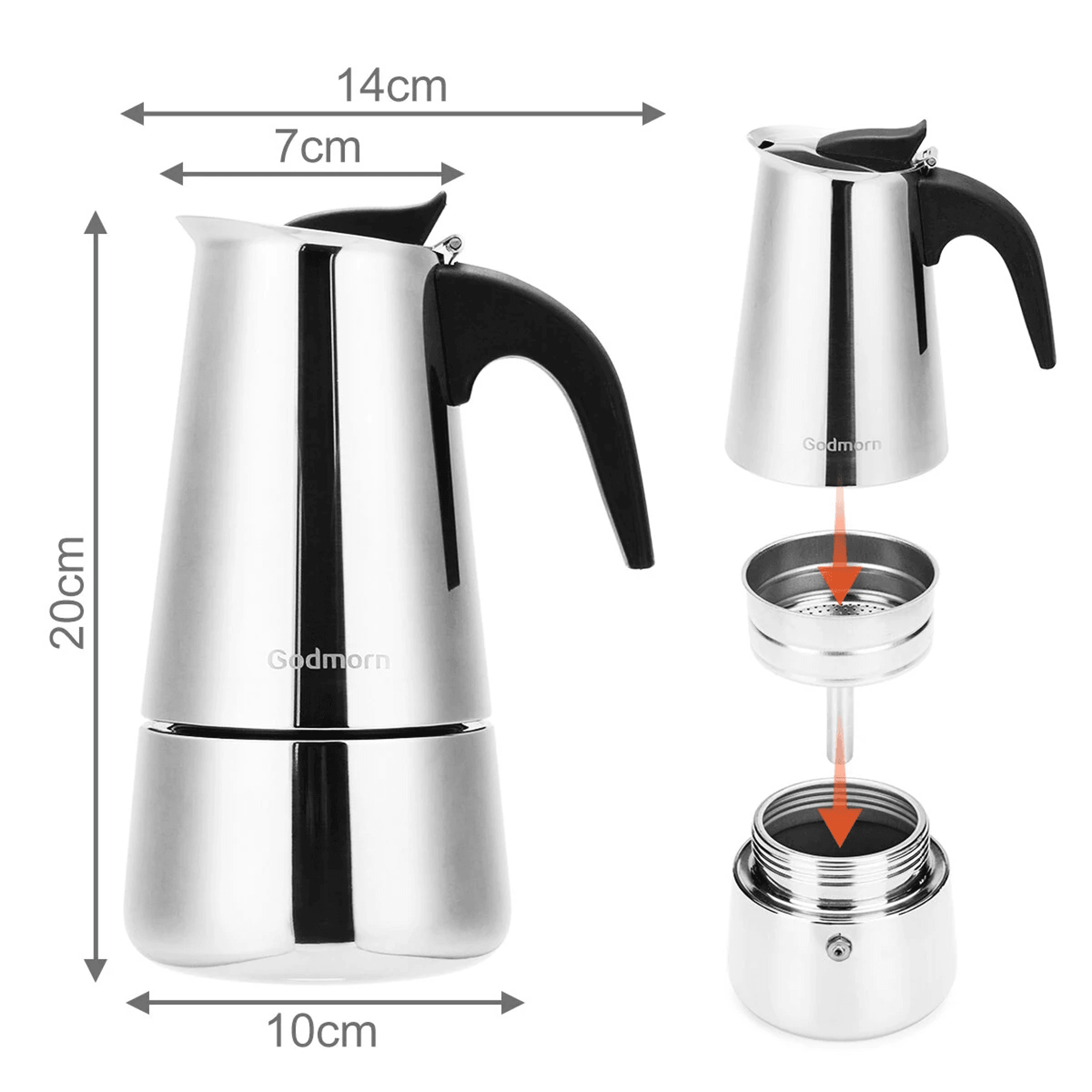 Stainless Steel Moka Pot Stovetop Espresso Maker For Induction 9