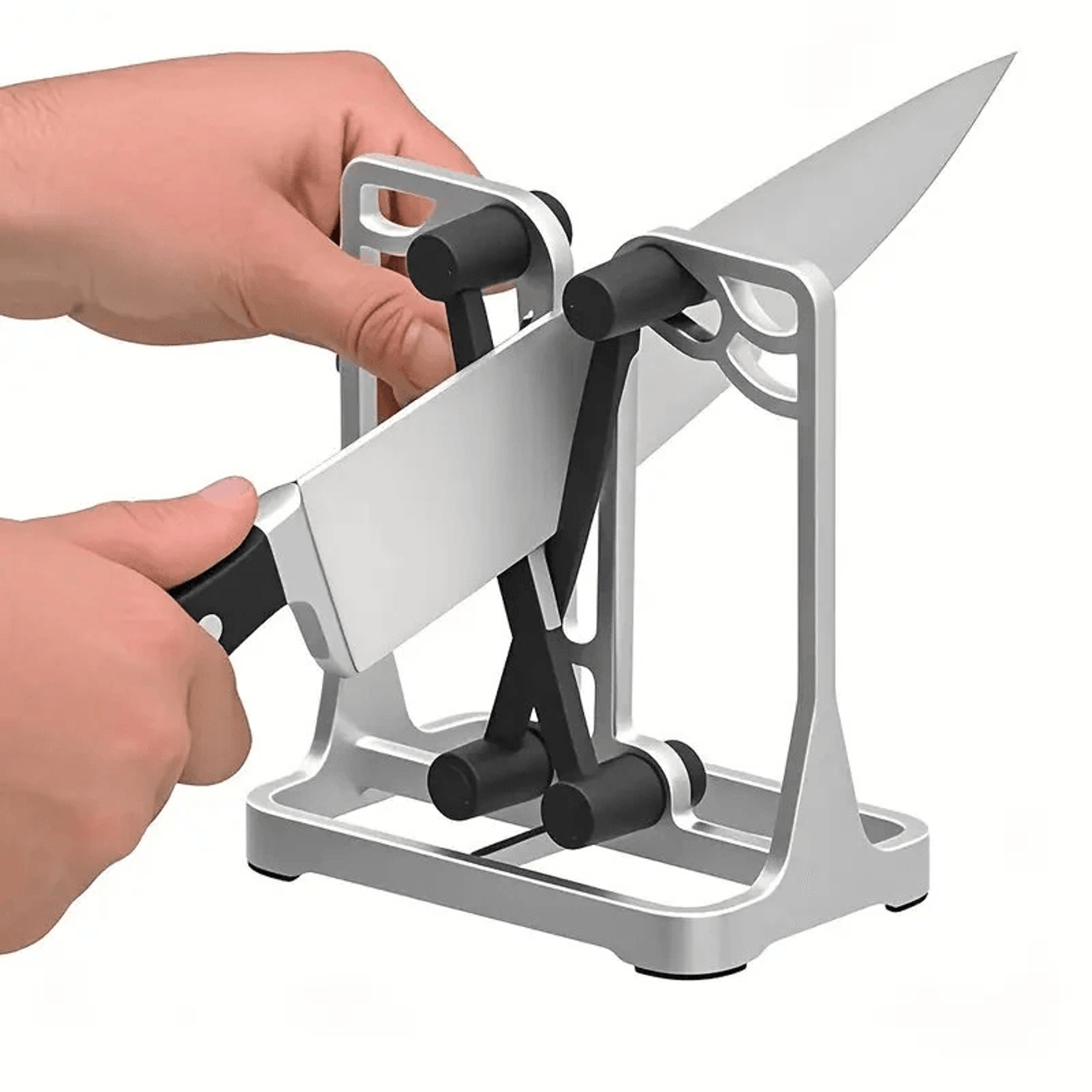 stainless steel manual knife sharpener dual slot knife and scissor sharpening tool