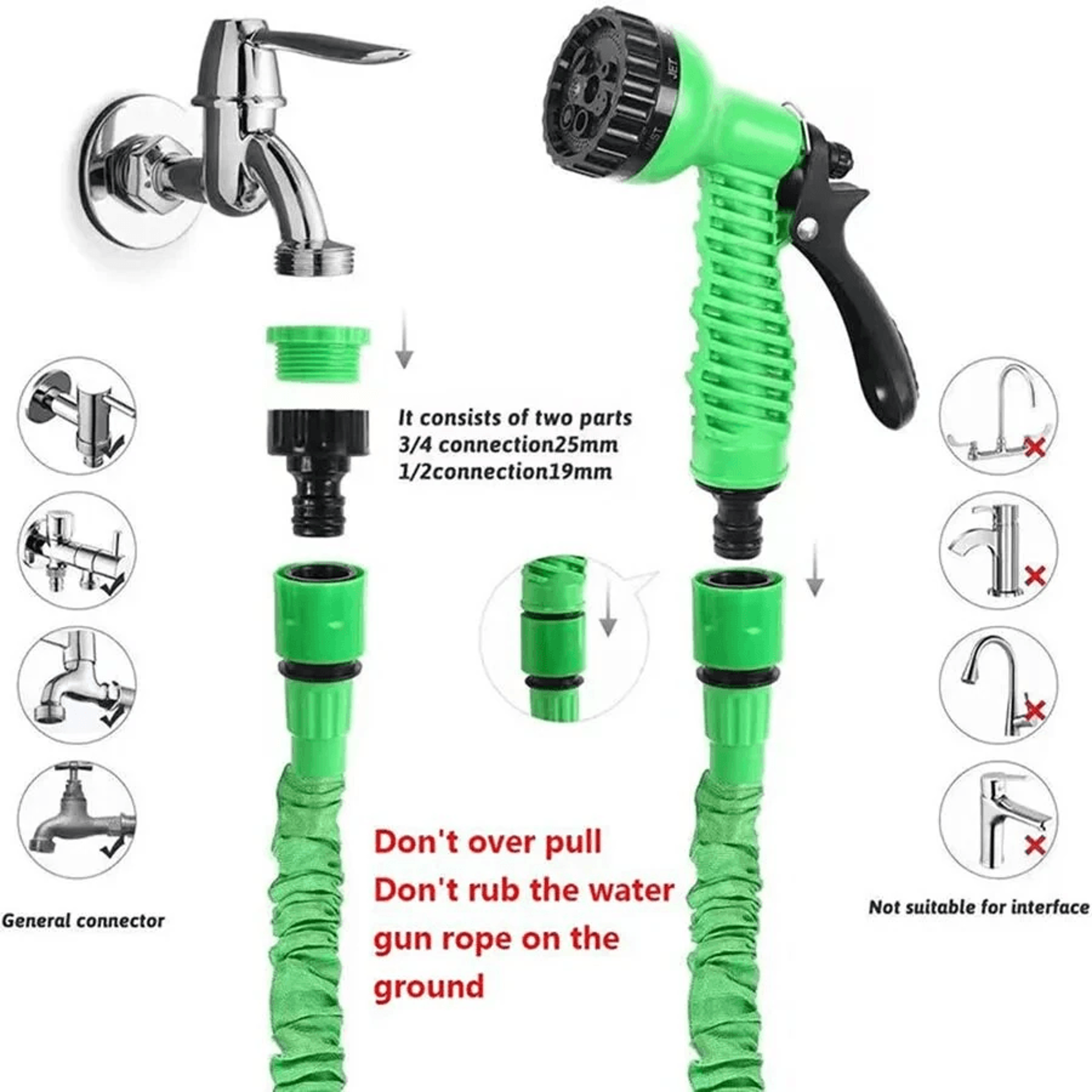 Expandable Garden Hose With Function Spray Nozzle For Watering And Car Washing 4