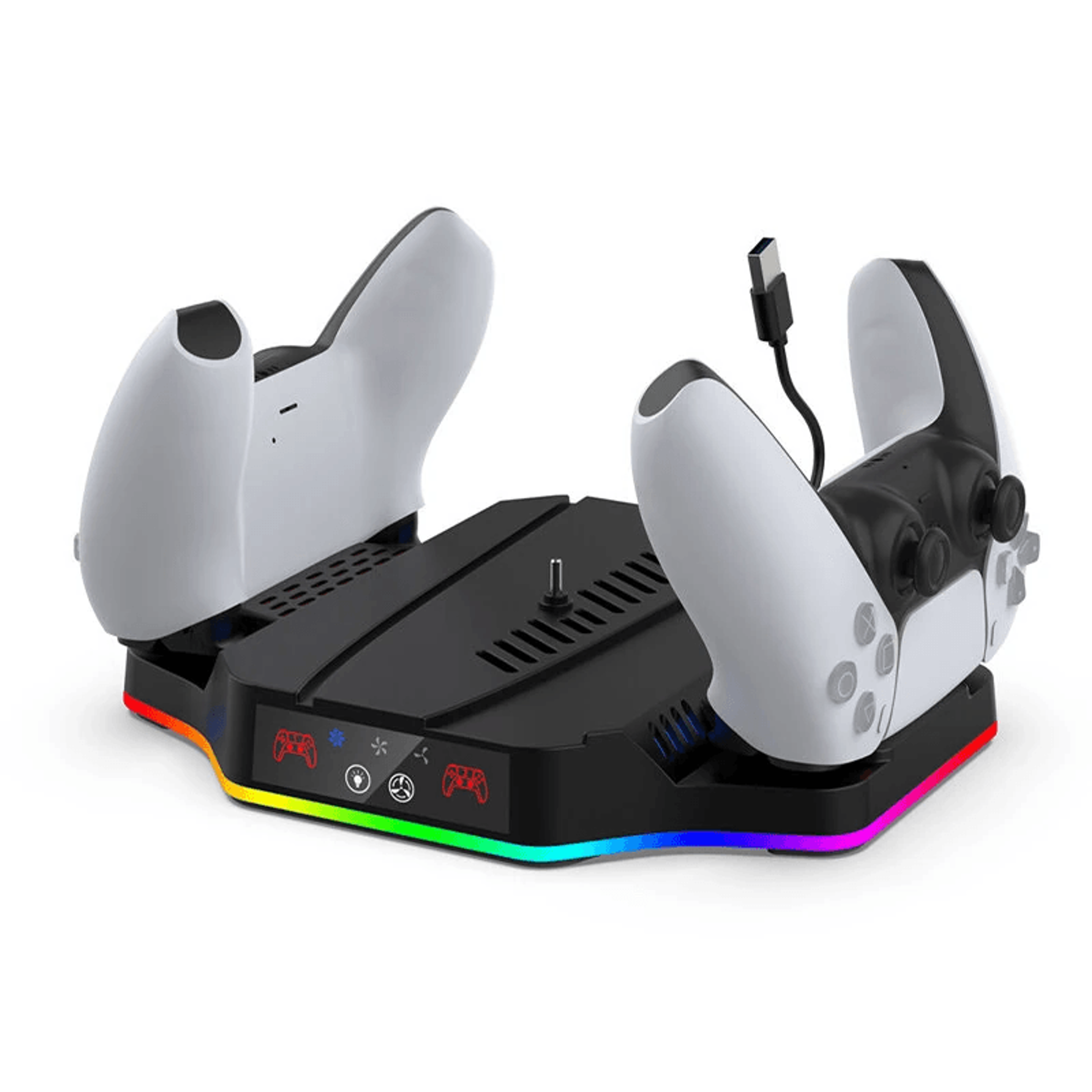 Slim Cooling Stand With Dual Controller Charging Station And RGB Light 7