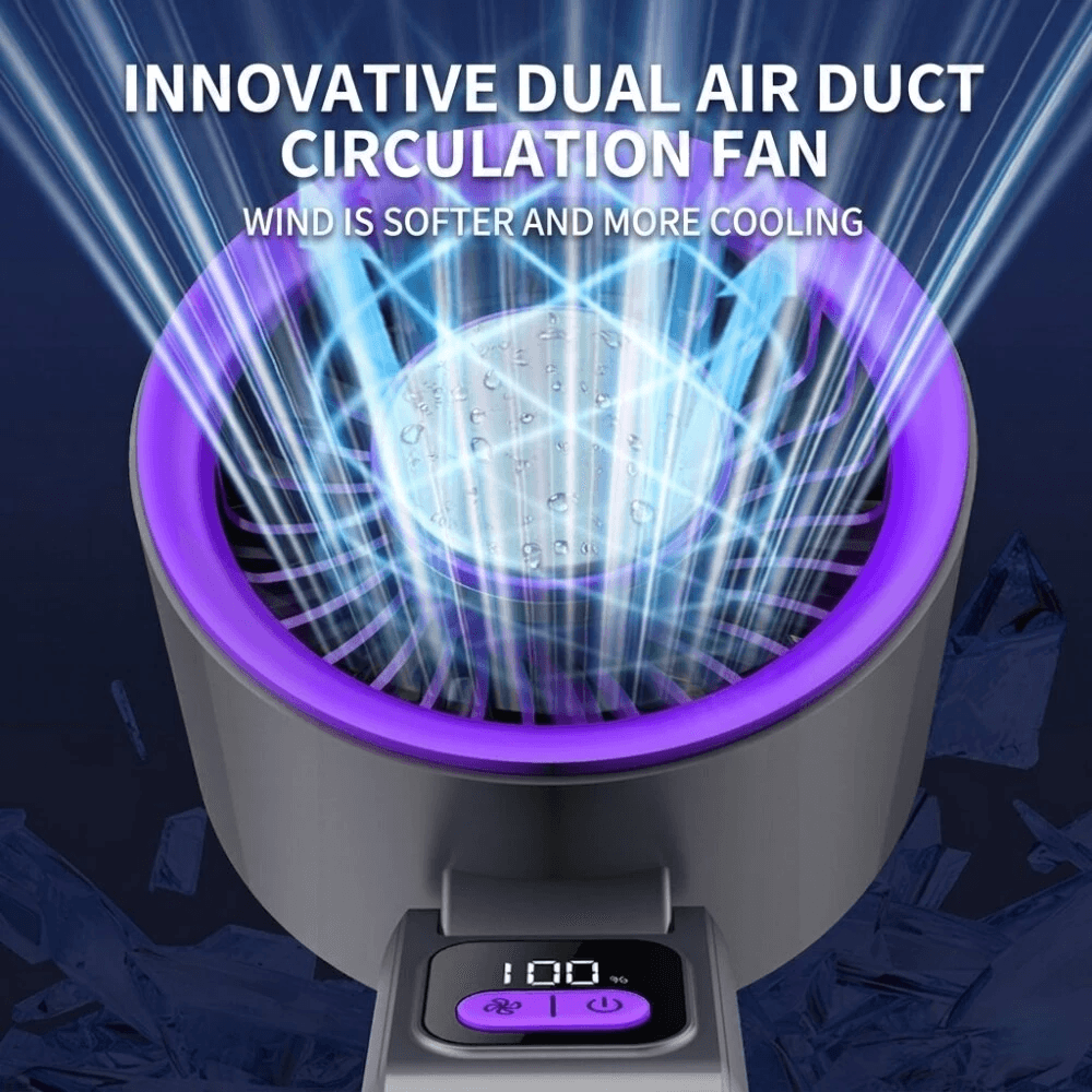 Portable Rechargeable Desk Fan With Speed Levels Quiet Blade Air Circulation 3
