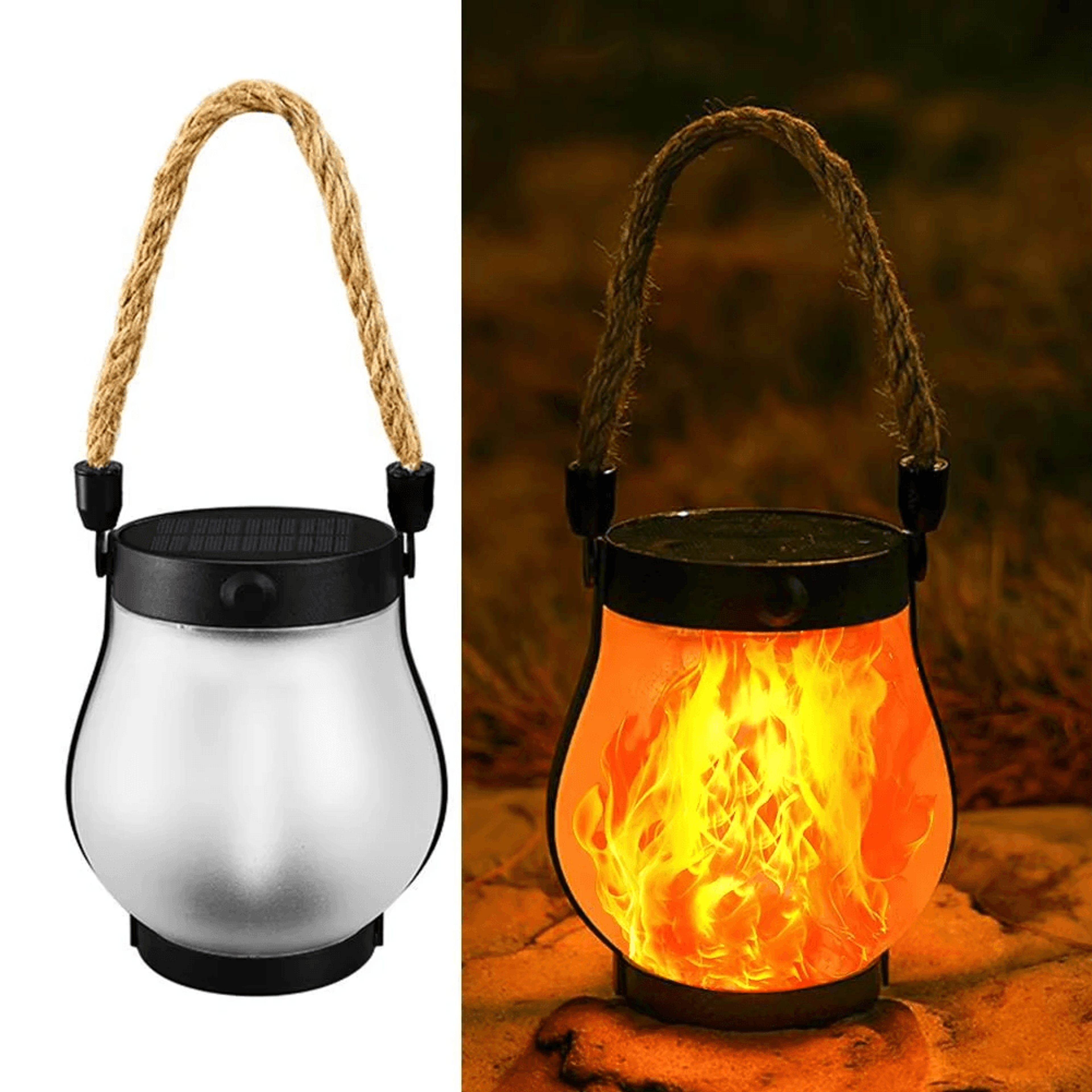 Solar Flame Lantern USB Rechargeable Waterproof Camping And Garden Light 7