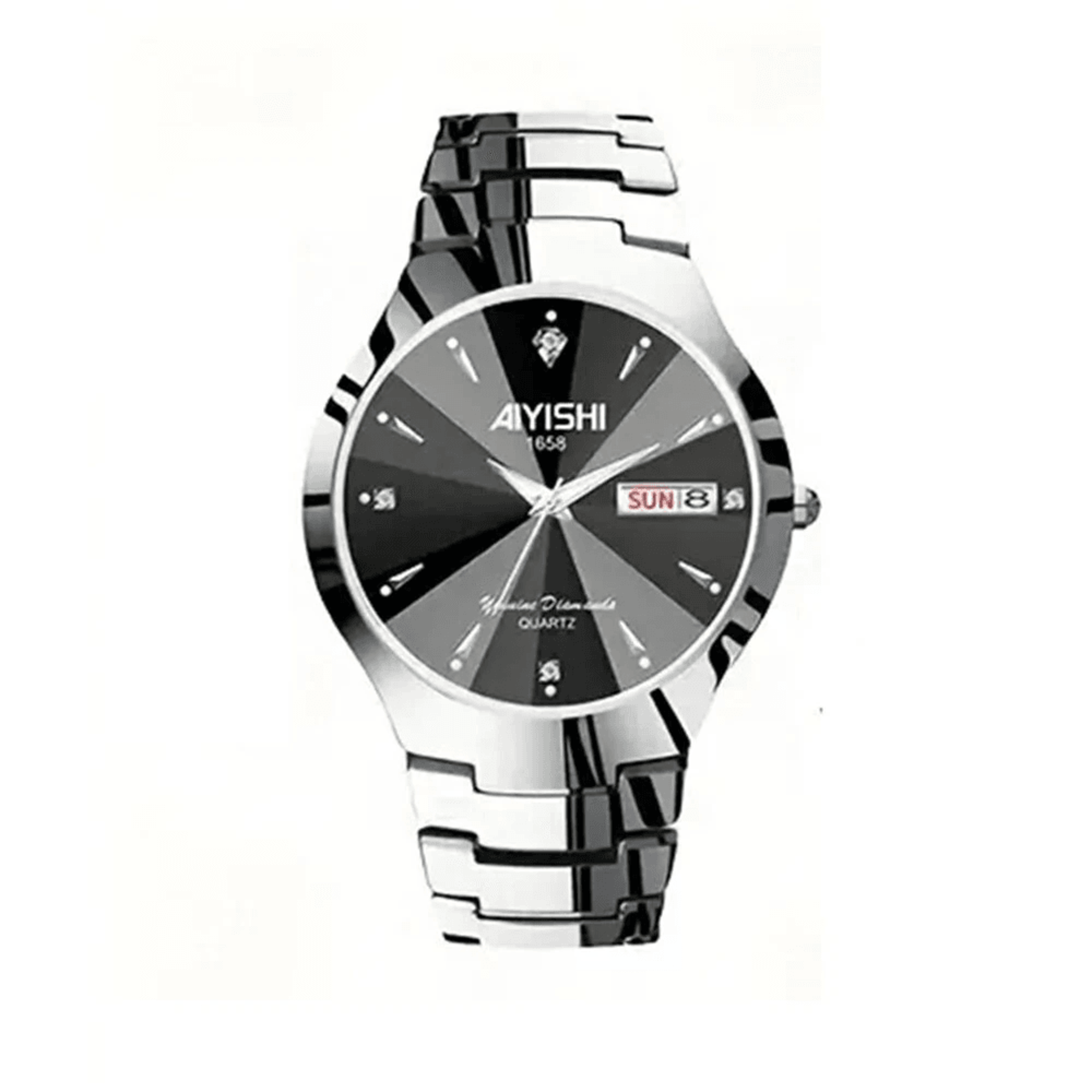 men's waterproof business quartz watch with luminous display and double date