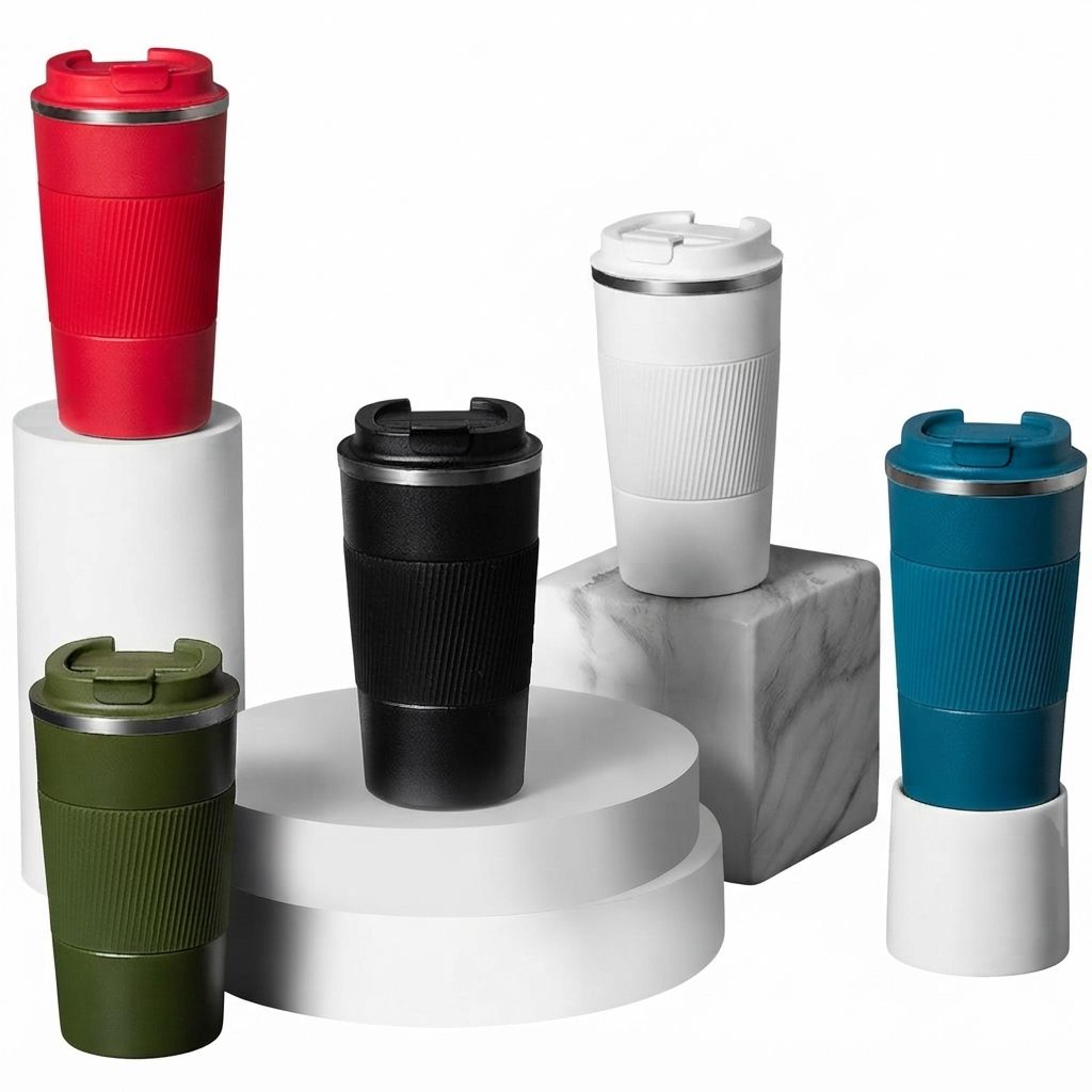 insulated coffee mug stainless steel travel thermos with non slip grip